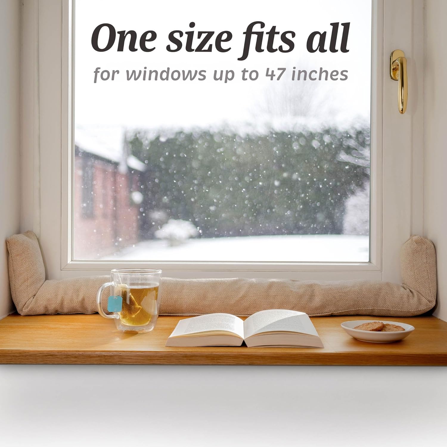 Draft Stopper for Window Sill 47 Inches - Beige