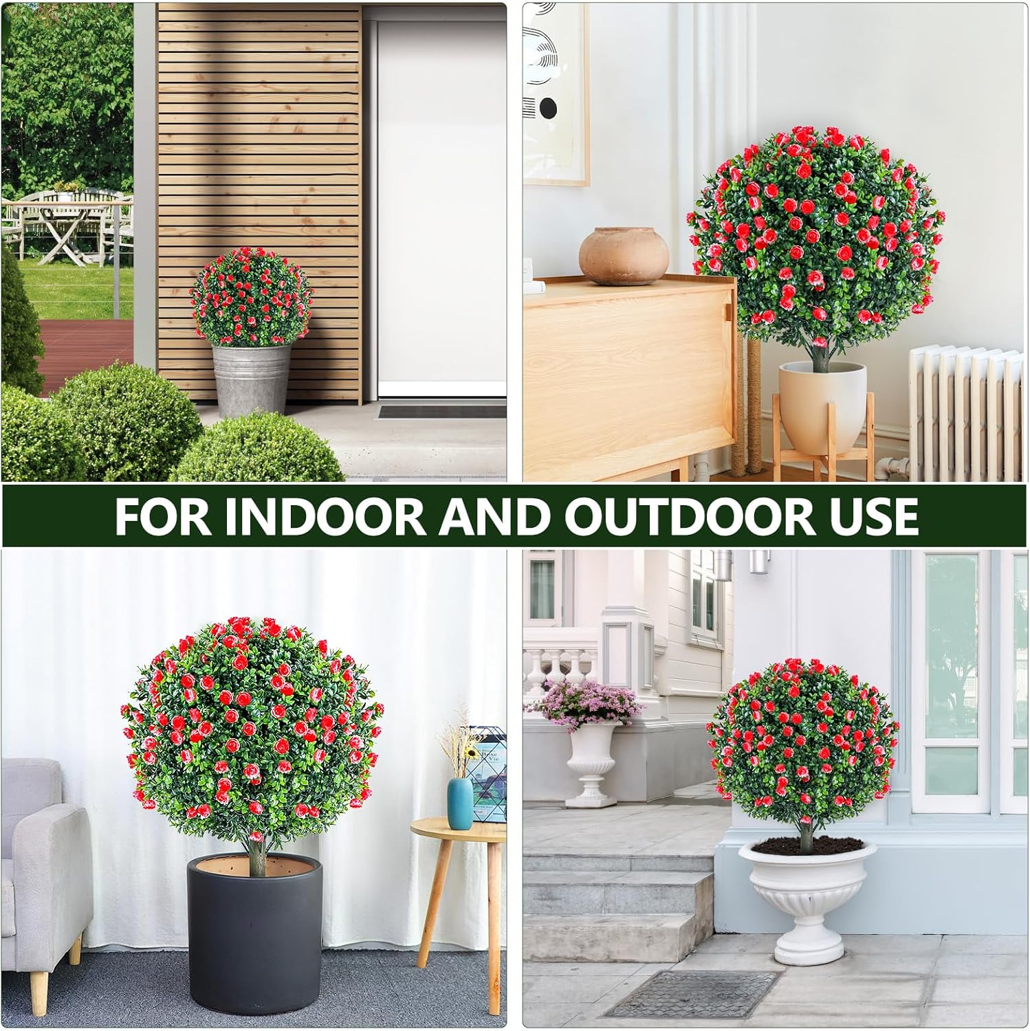 2 Set Artificial Rose Bushes for Outdoor Decor