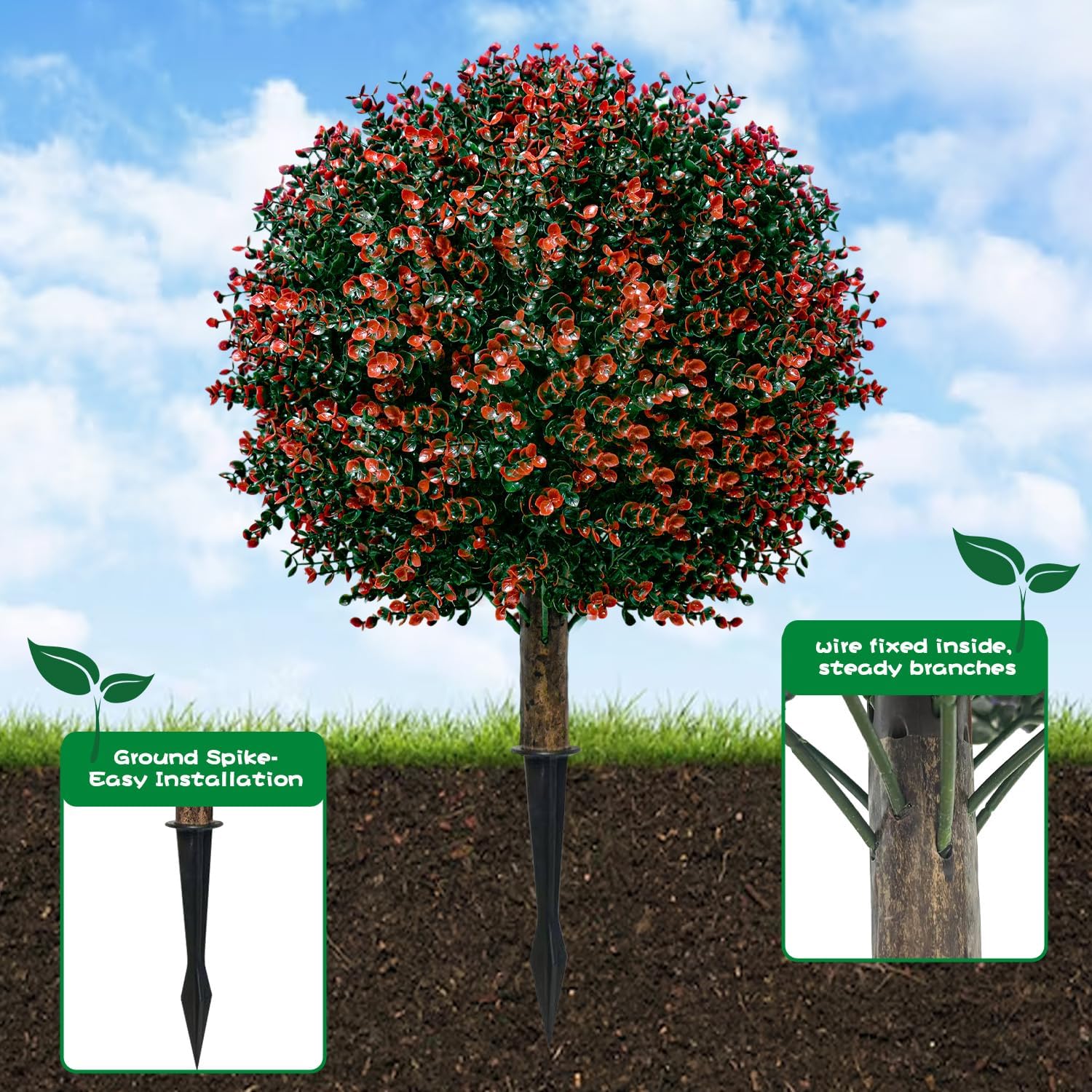 YUGYUM Set of 2 Artificial Boxwood Topiary Trees