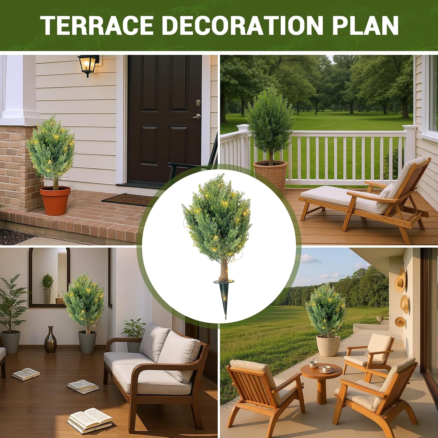 GarveeHome Artificial Cypress Shrub Trees 2 Pack