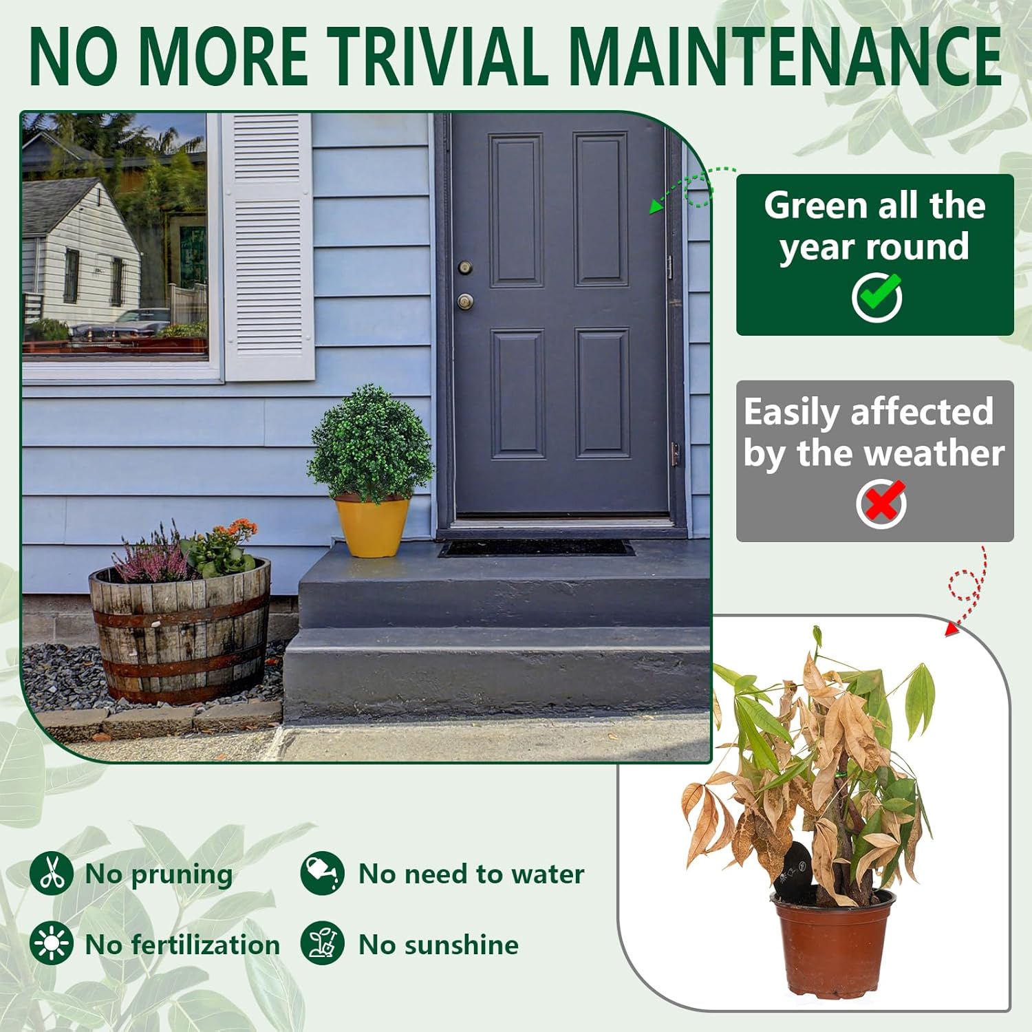 UNADRA Fake Bushes Artificial Shrubs Set UV Resistant 236 Inch Faux Plants
