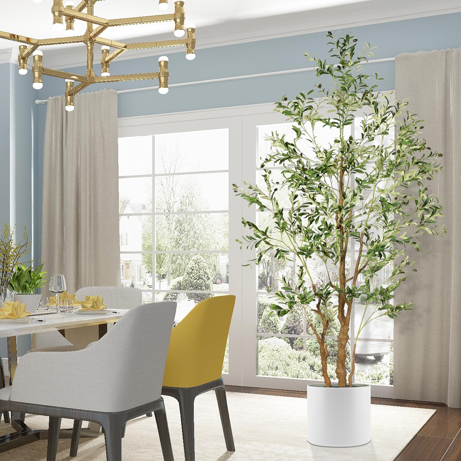 OXLLXO 82ft Artificial Olive Tree with Plastic Pot