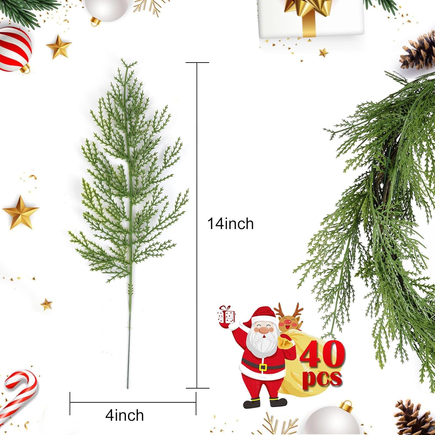 Hananona 40 Pcs Artificial Pine Sprigs Faux Greenery Decor