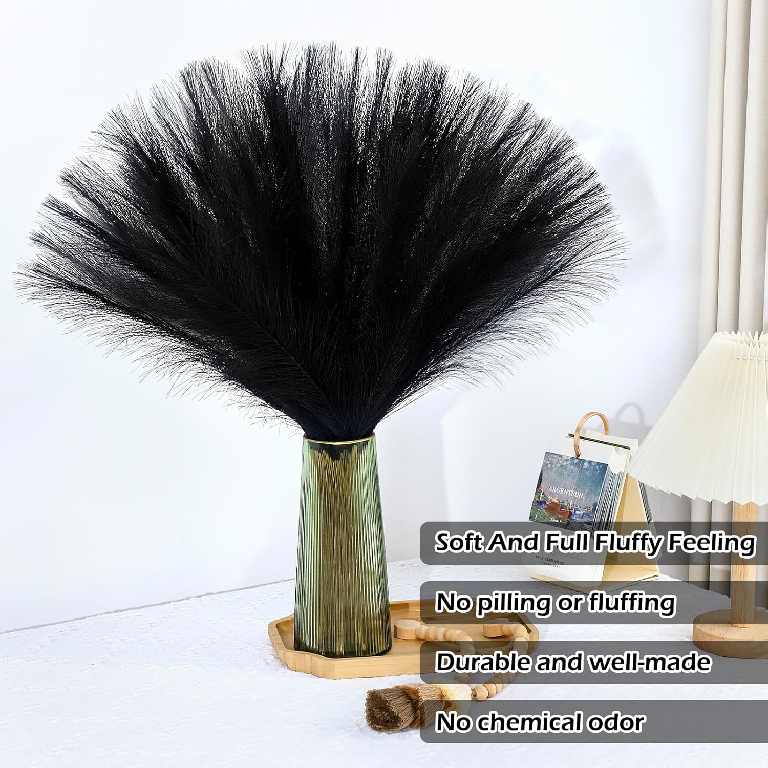 MUUNC Black Pampas Grass 30 Pcs Artificial Decor
