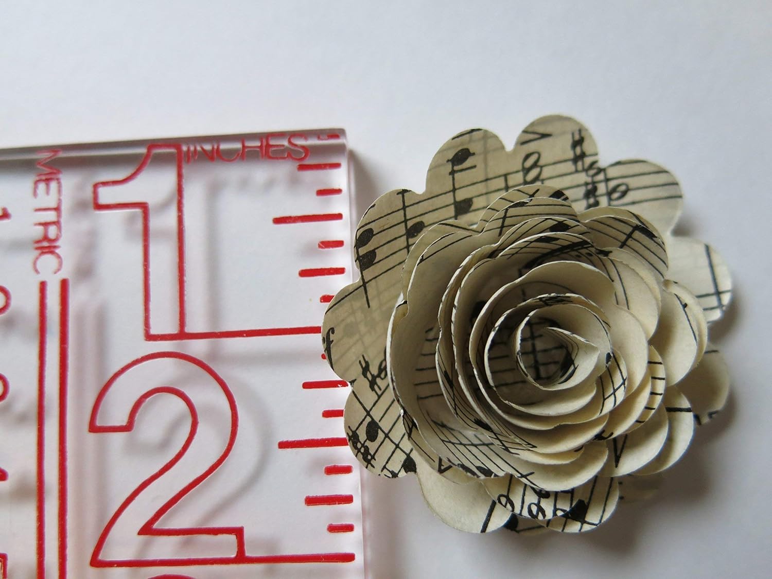 Scalloped Sheet Music Paper Roses for Wedding Centerpiece