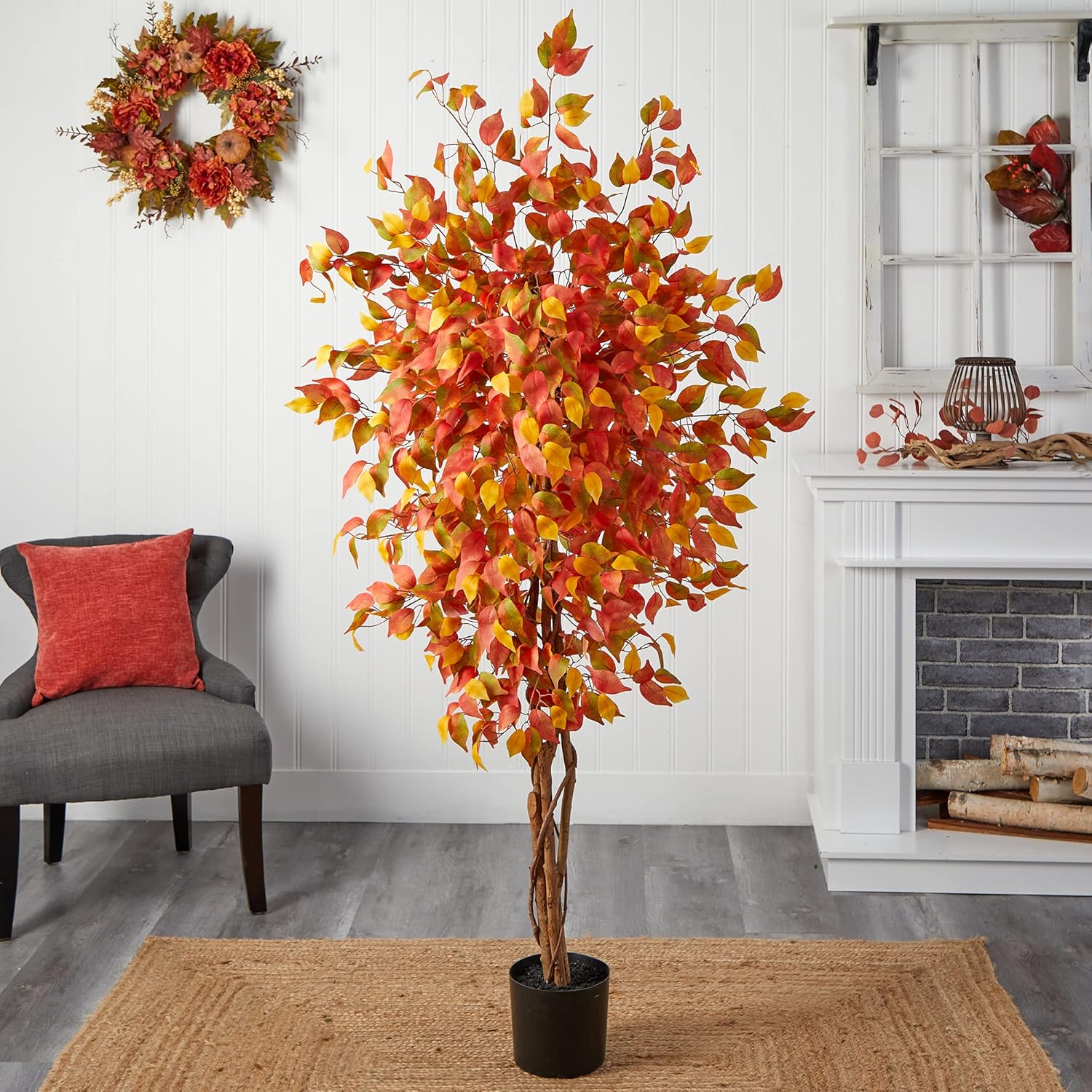 Nearly Natural 6ft Autumn Ficus Artificial Tree