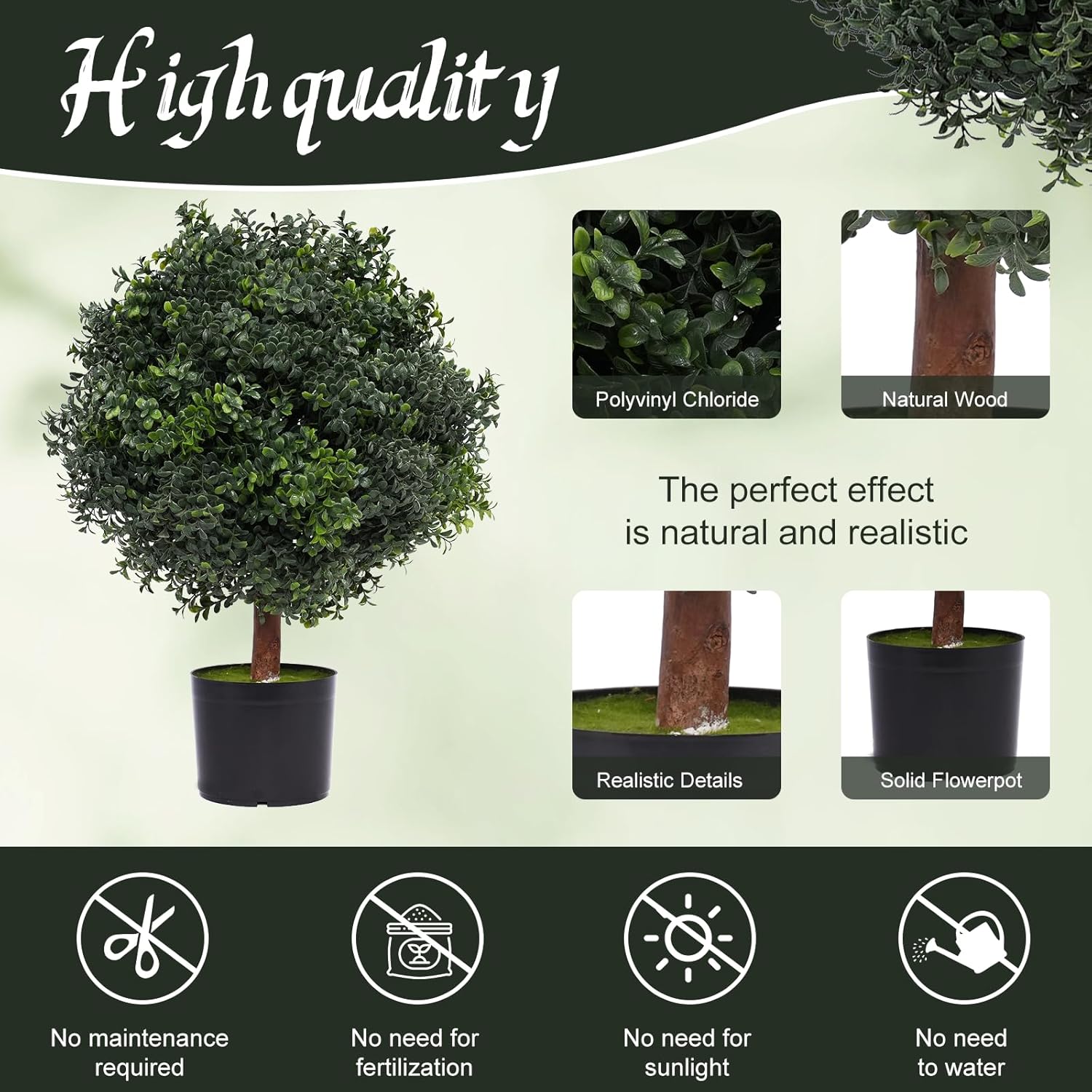 Silk Tree Warehouse Two 2 Foot Artificial Boxwood Topiary Bushes