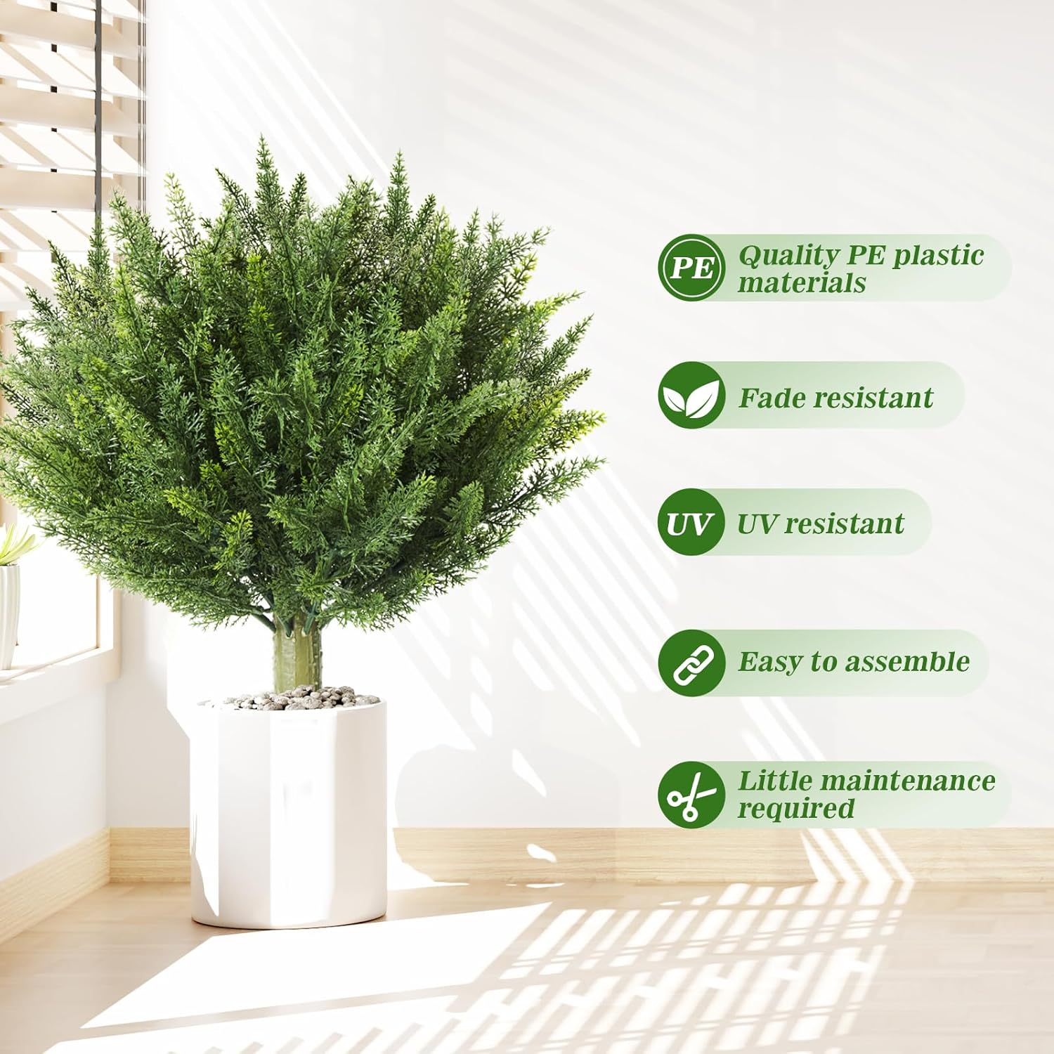 Set of 2 Artificial Cypress Topiary with Metal Spike