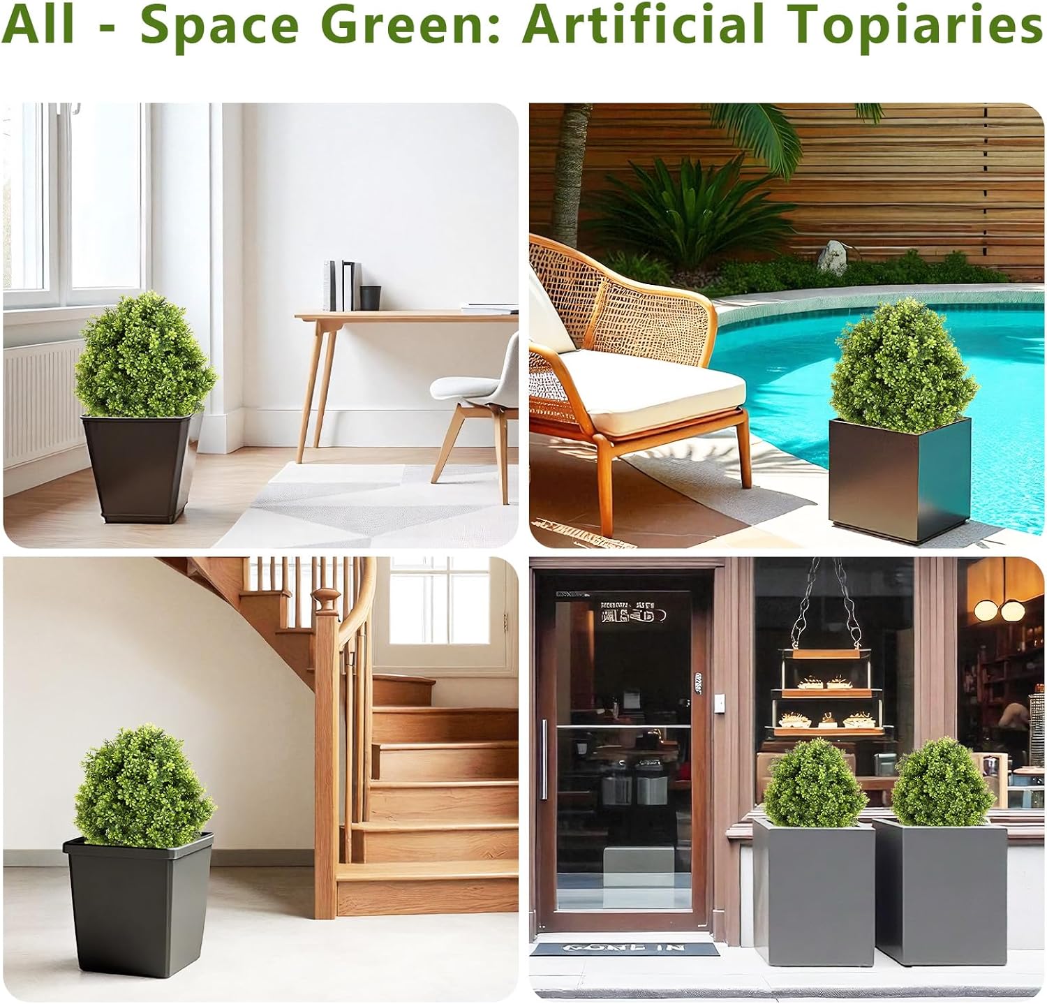 27 Inch Realistic Artificial Boxwood Topiary Set of 2