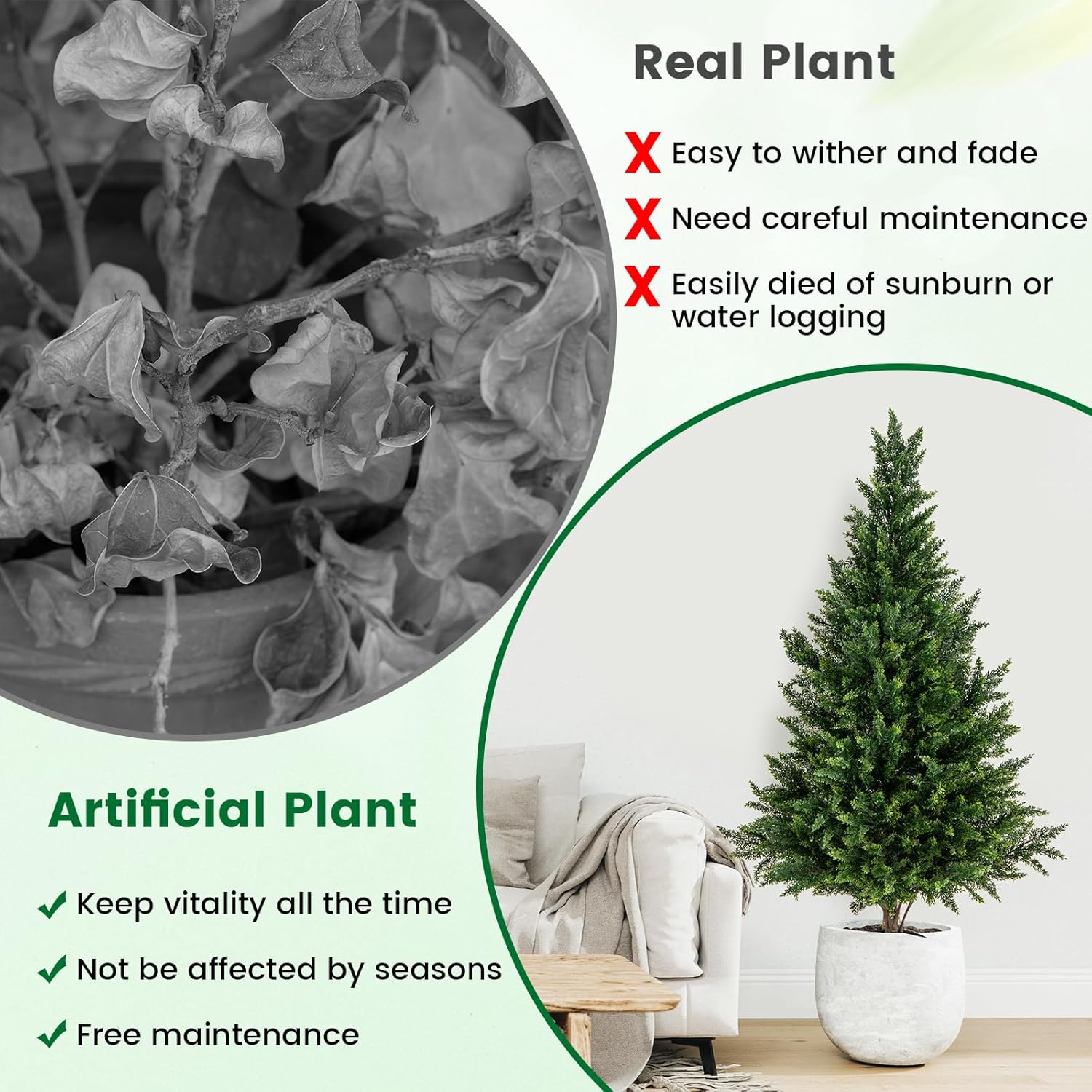 Goplus Artificial Cedar Topiary Trees Set of 2