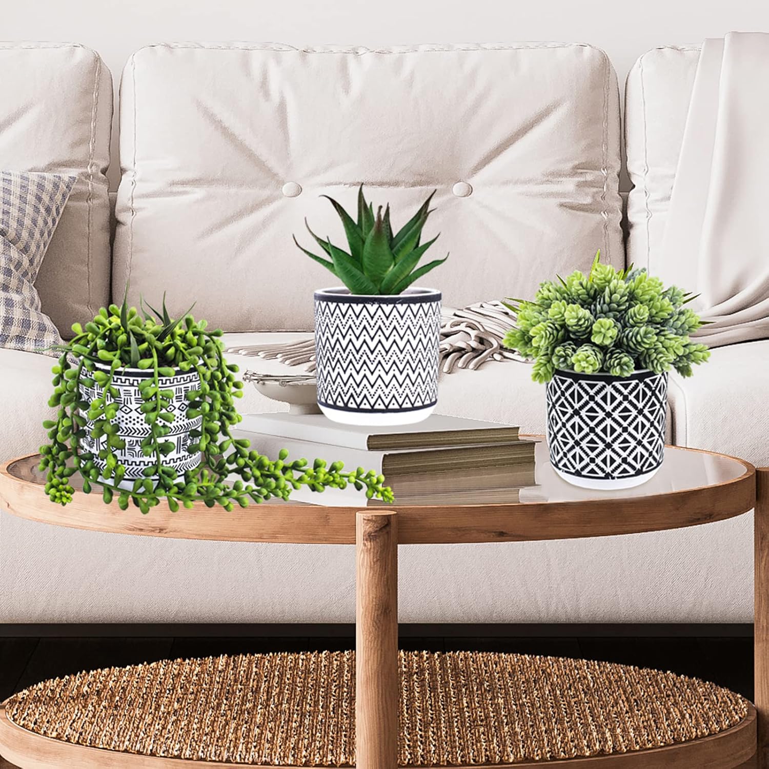 Winlyn 3 Pcs Artificial Succulent Plants Set