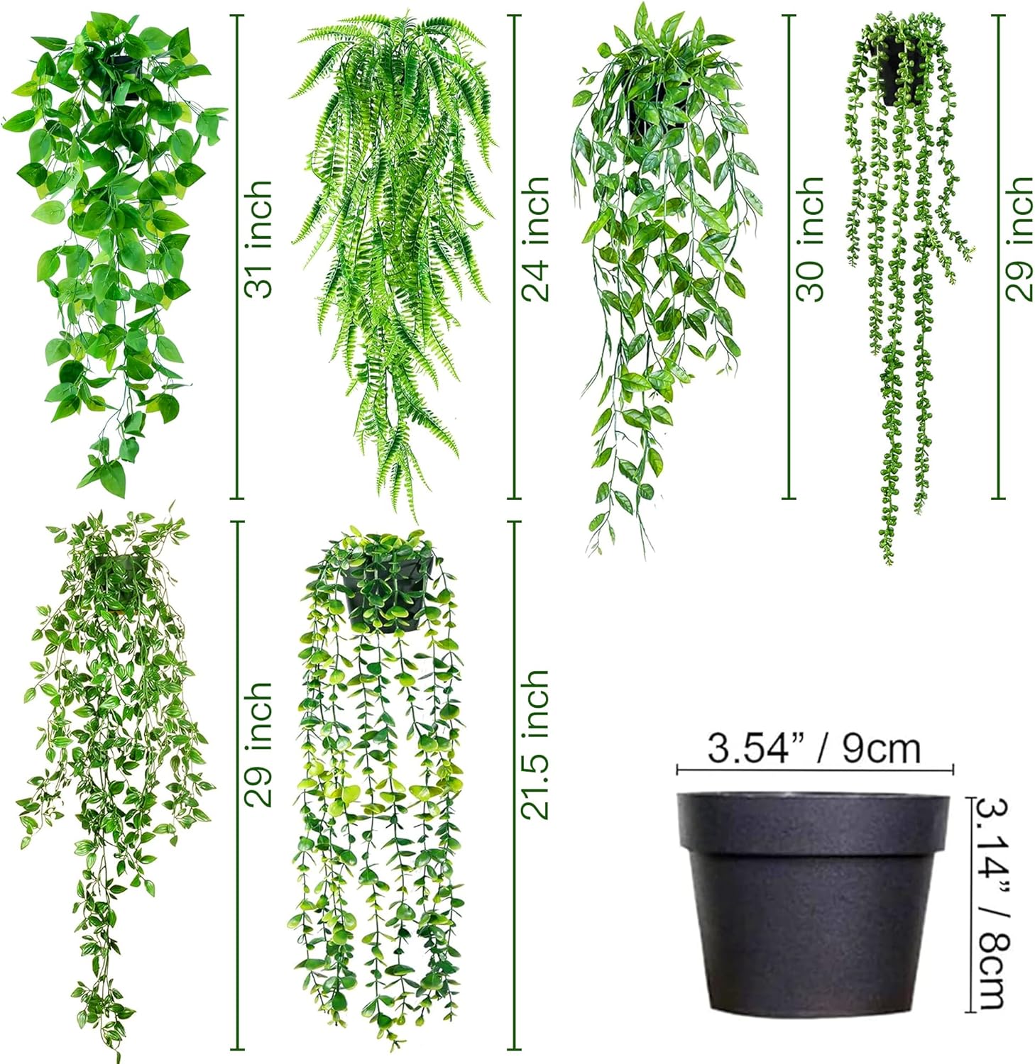 Sggvecsy 6 Pack Artificial Hanging Plants for Home Decor
