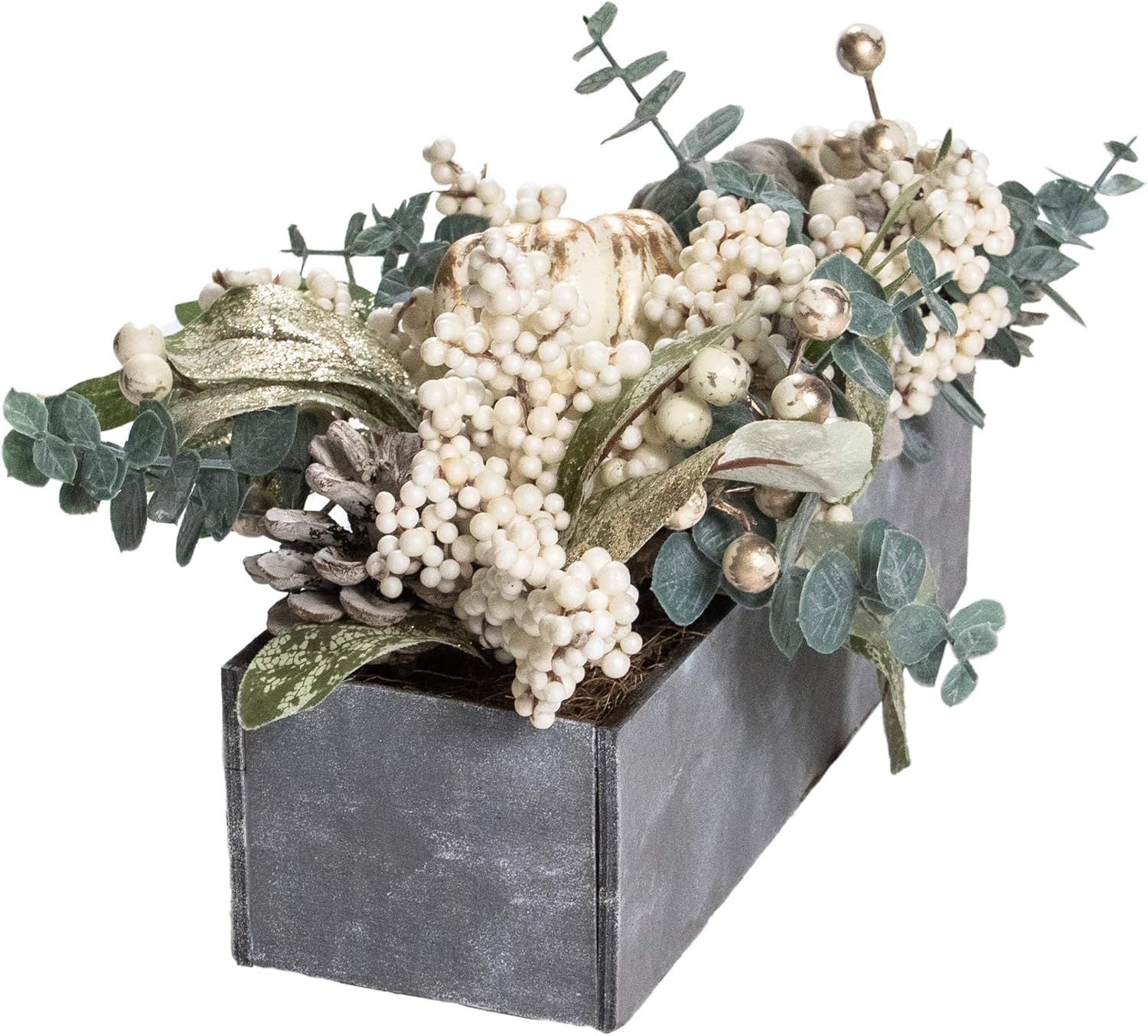 Northlight 1025 Inch Neutral Pumpkin and Leaves Fall Floral Arrangement