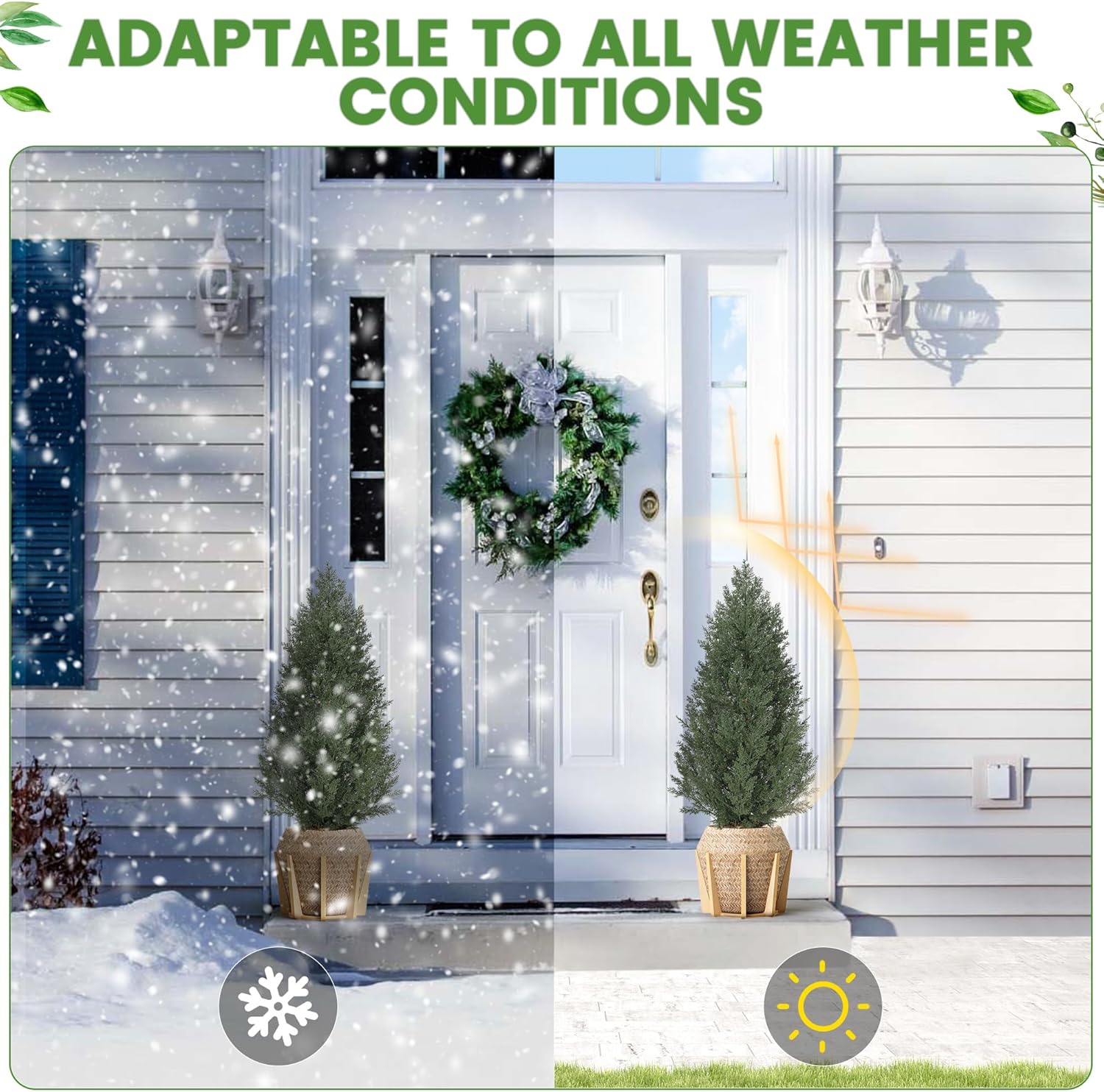 GarveeHome 3 Ft Artificial Cedar Trees Set of 2