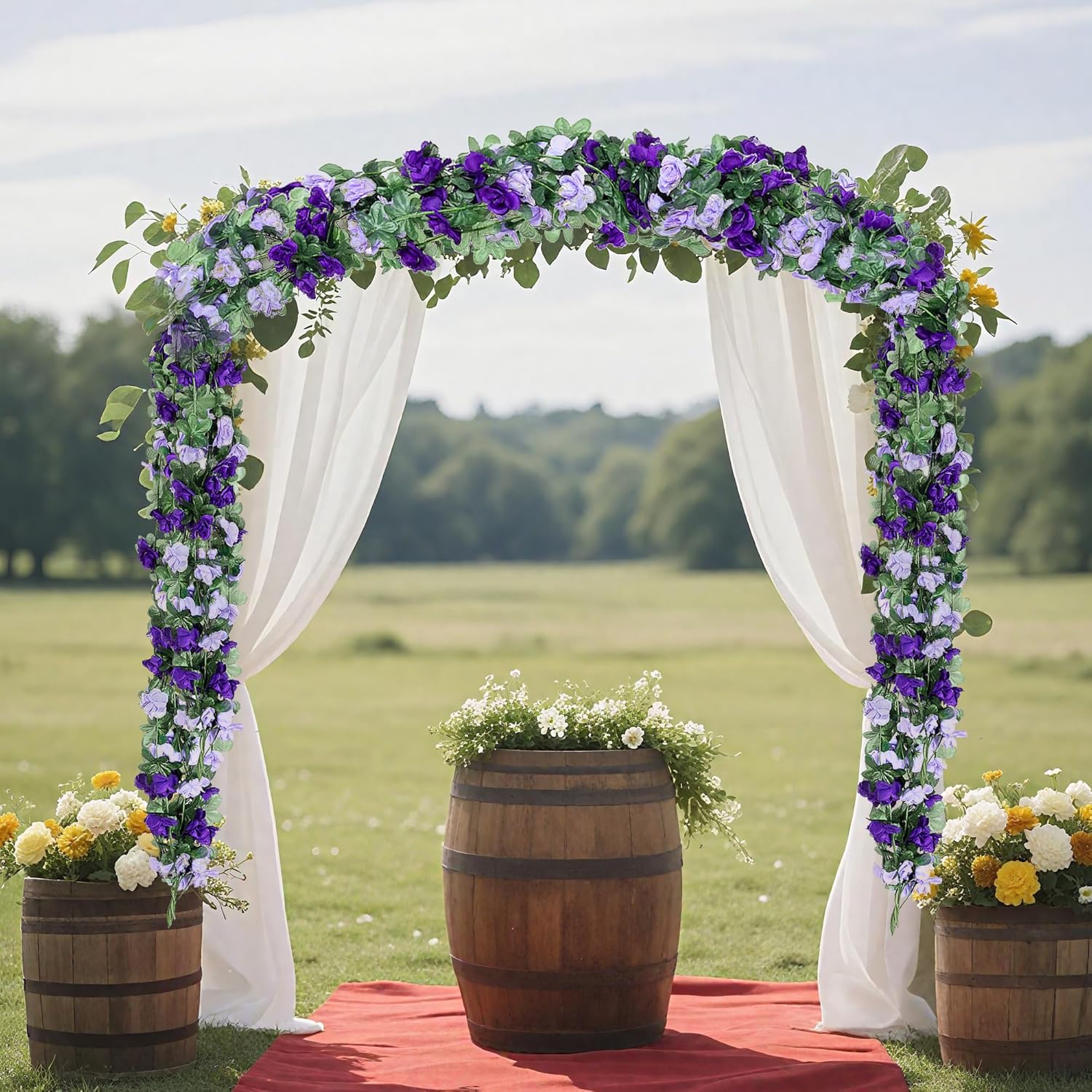 5Pcs 41FT Artificial Purple Rose Garland for Decor