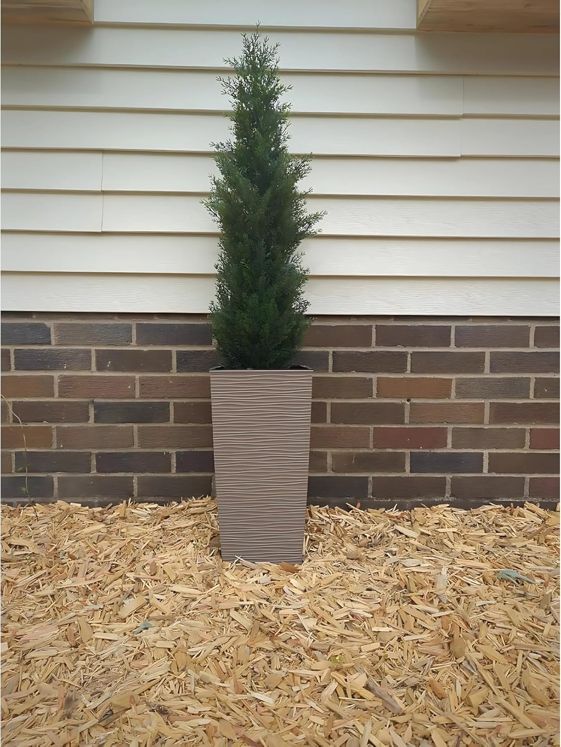 Pre Potted Artificial Cedar Topiary Trees Pack of 2 1