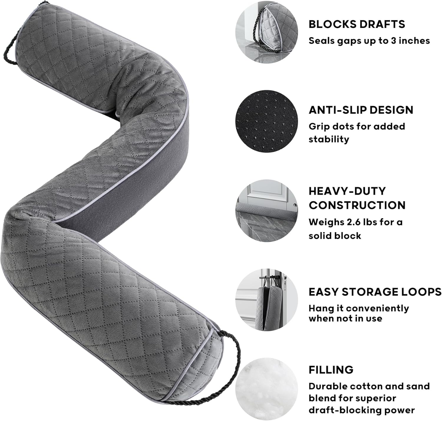 36 Inch Premium Velvet Weighted Draft Stopper