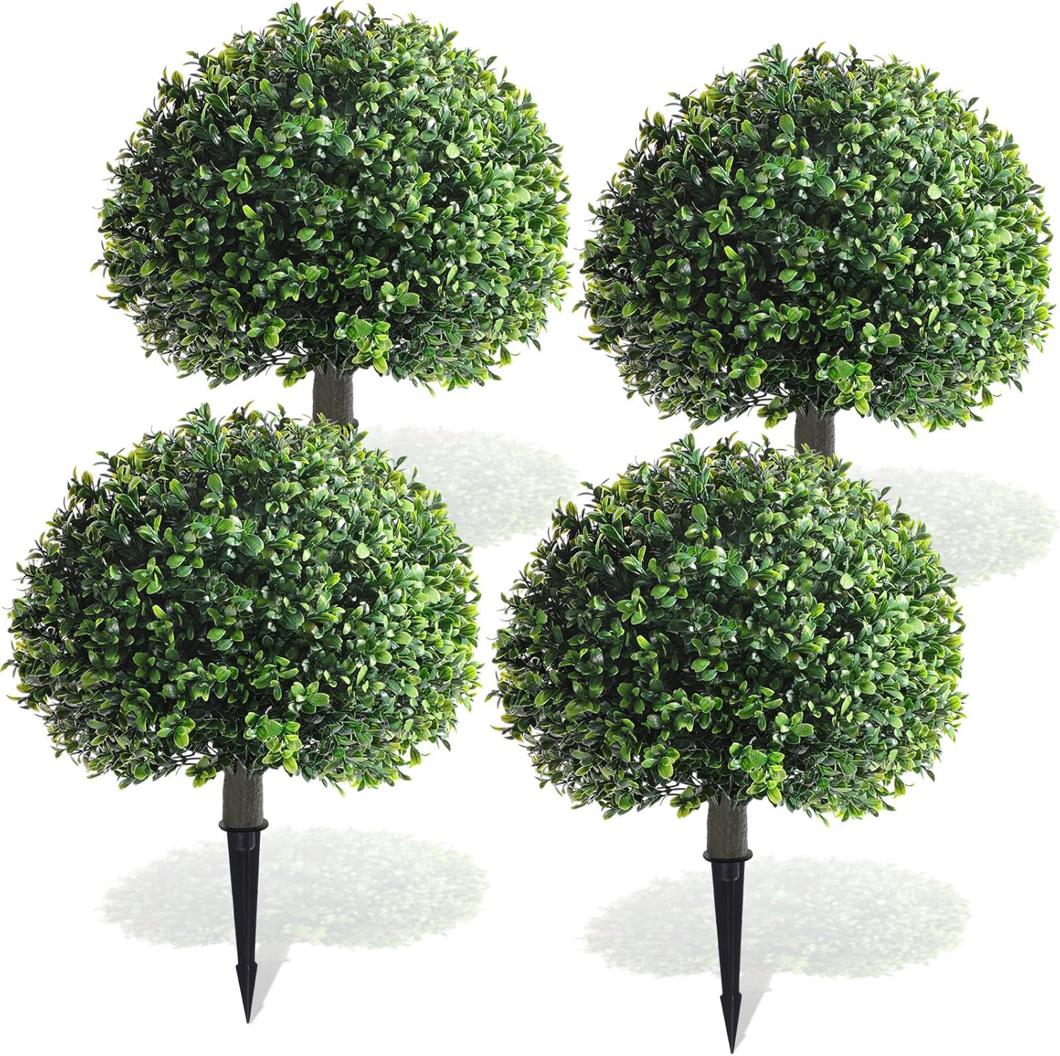 Yunlly 4 Pack 18 Inch Artificial Boxwood Topiary Trees