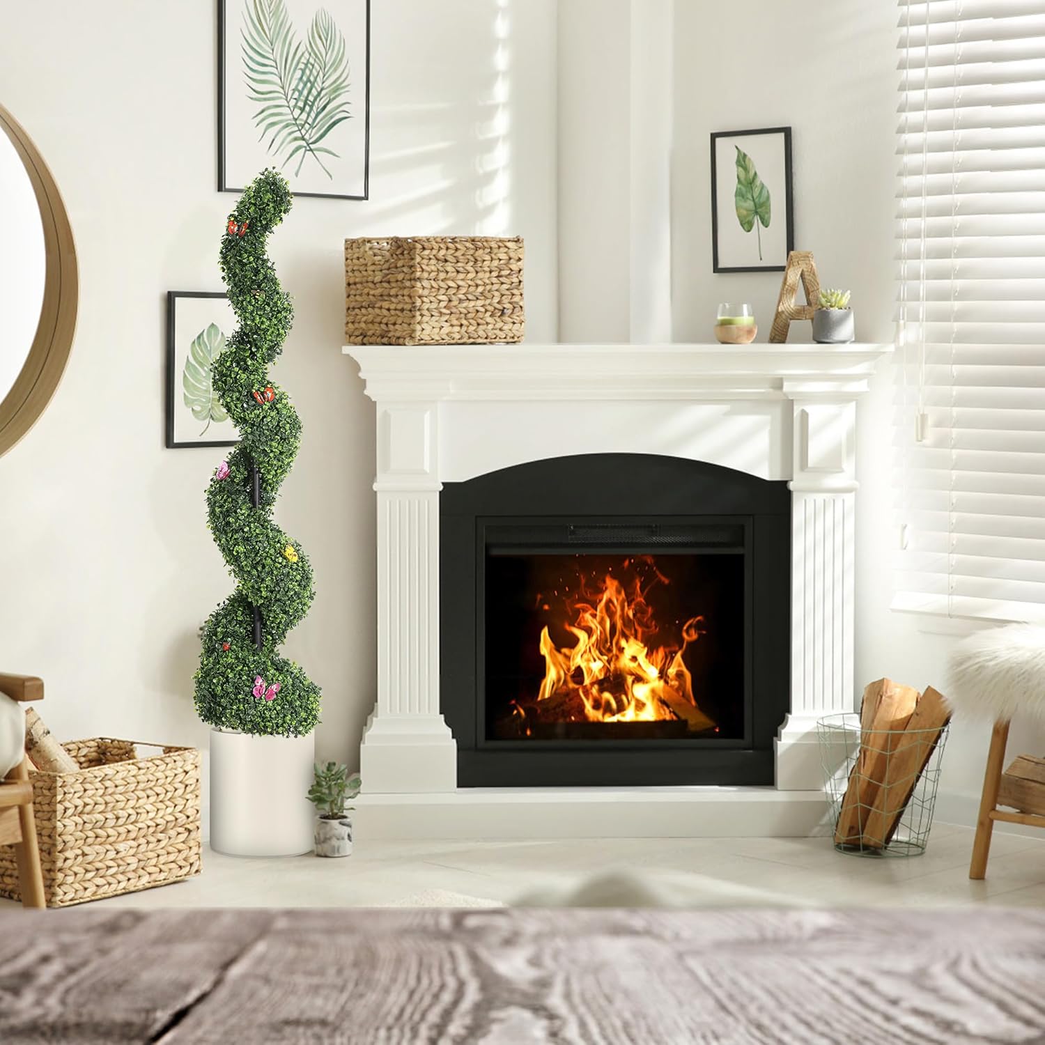GarveeHome 5 Ft Artificial Boxwood Spiral Topiary Trees