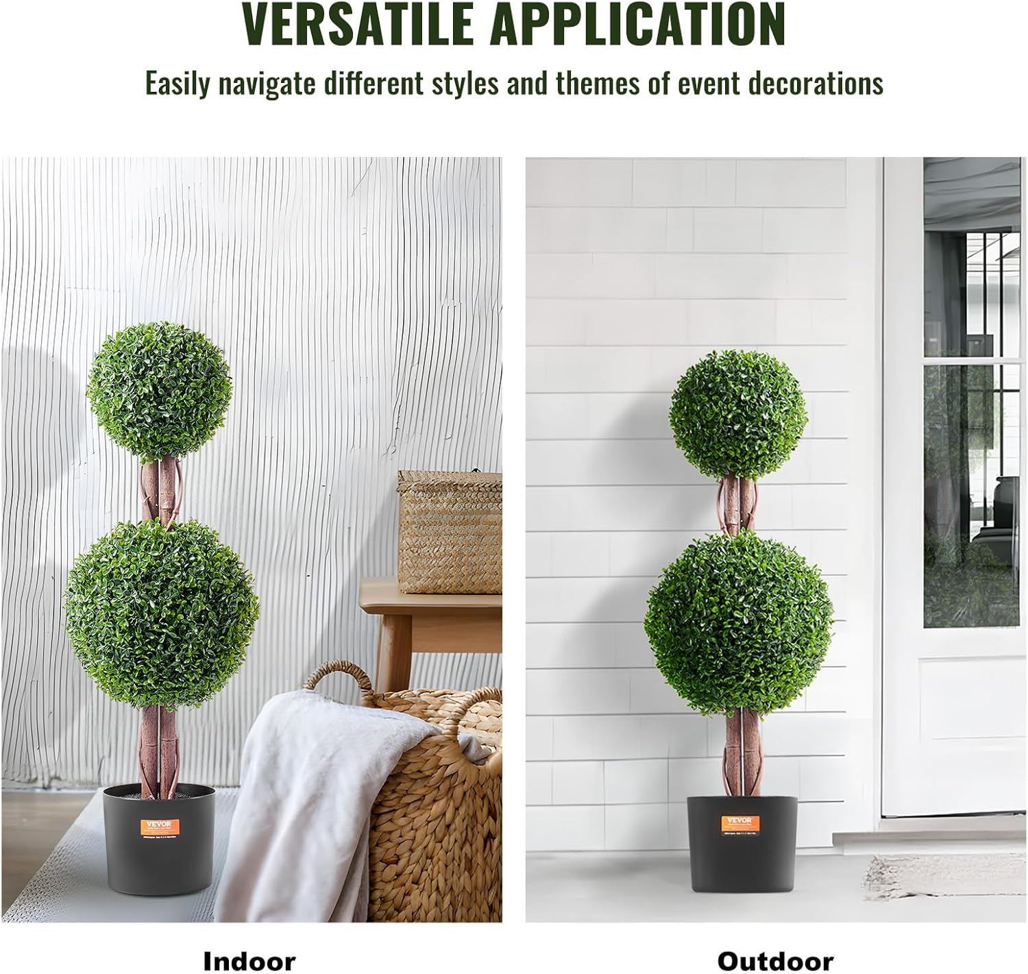VEVOR Artificial Topiary Tree Set 36 Inch Tall 2 Pieces