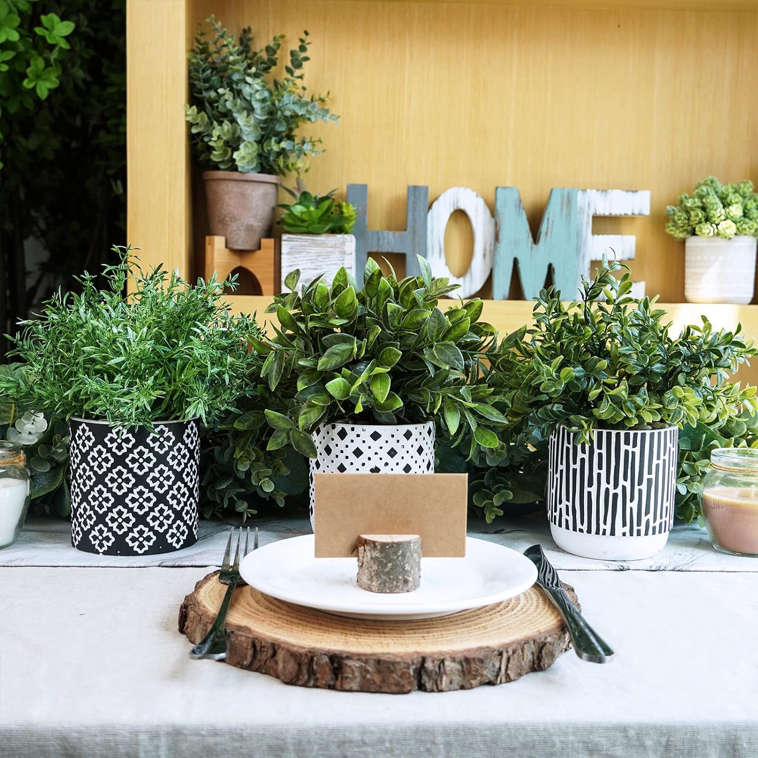 Winlyn 3-Pack Artificial Plants in Concrete Pots