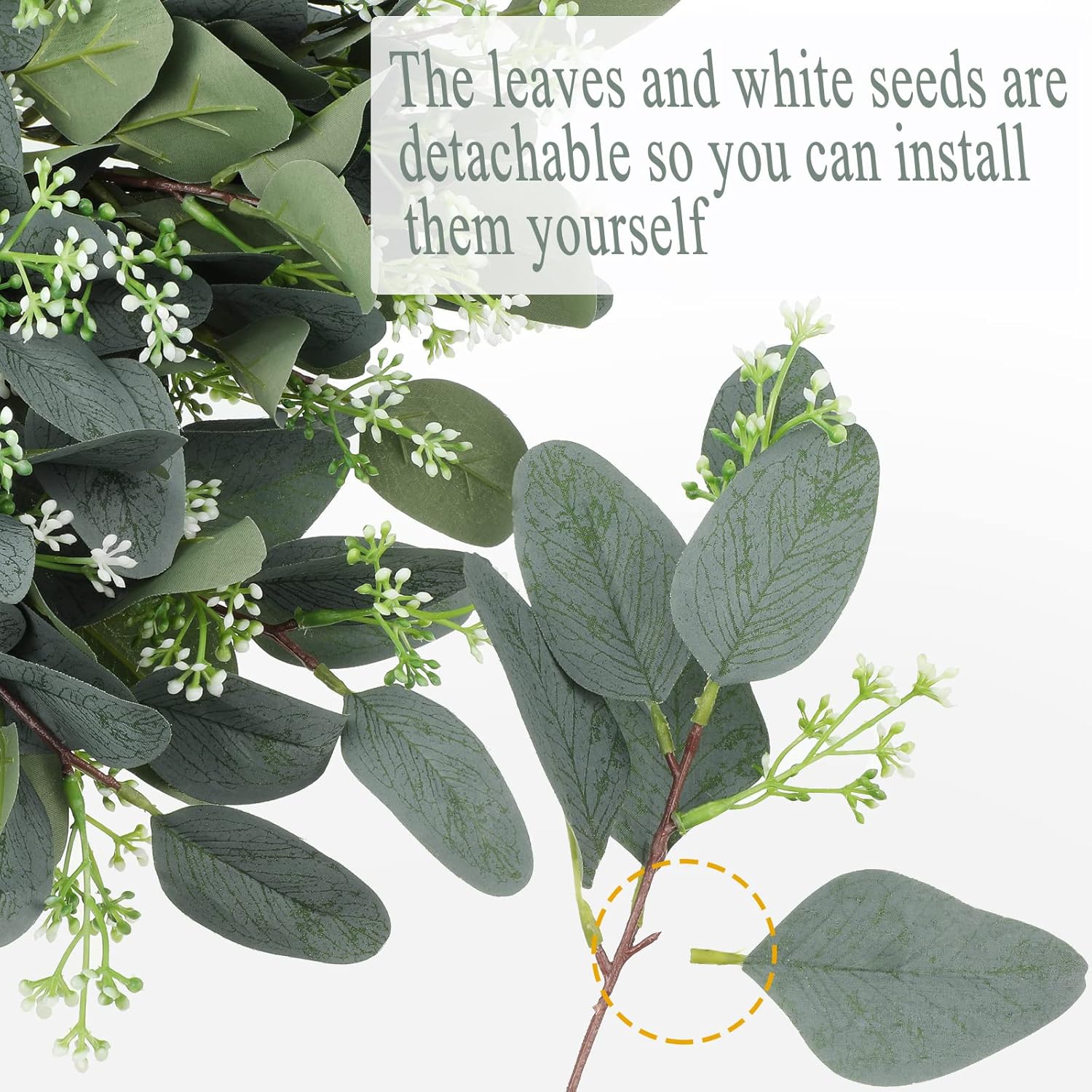 64 pcs Artificial Greenery Stems with 384 Leaves for Floral Arrangements