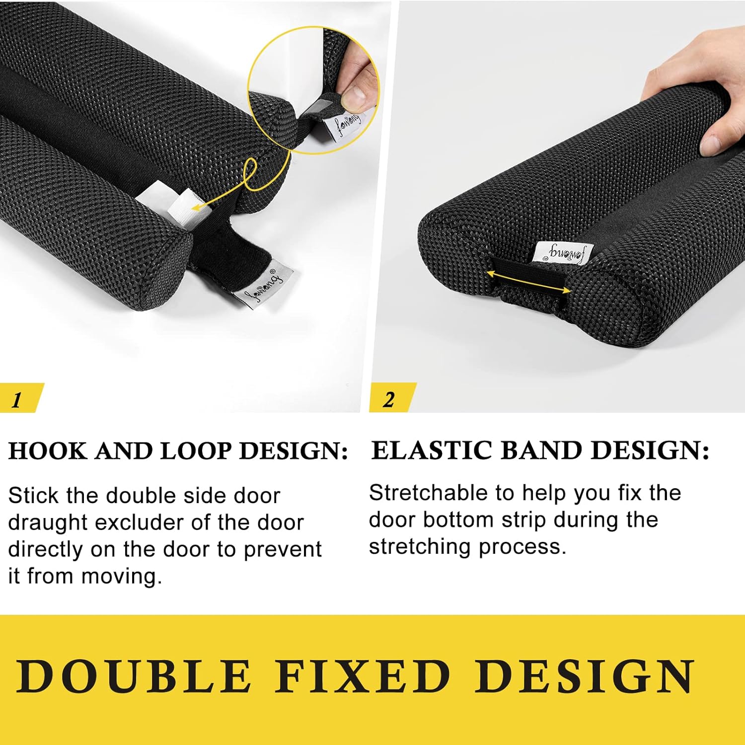Fowong Door Draft Stopper Black Adjustable 30 to 36