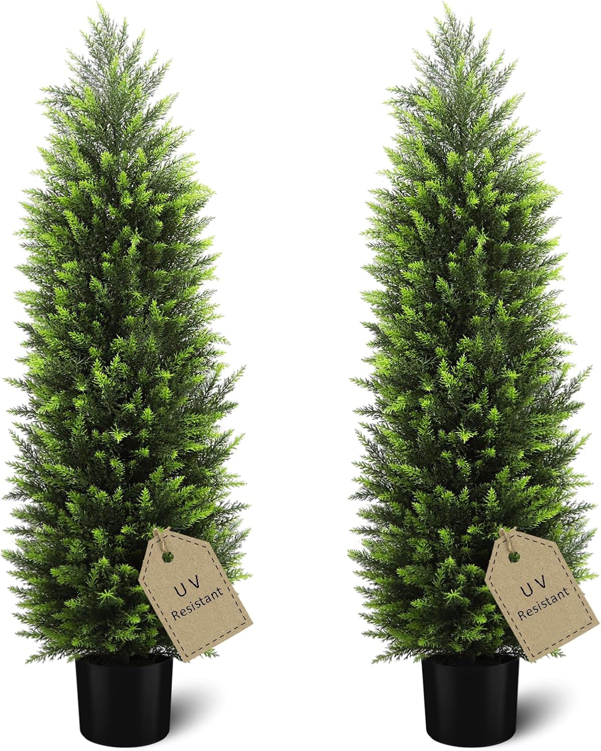 HMASYO 4FT Artificial Cedar Topiary Trees Set of 2