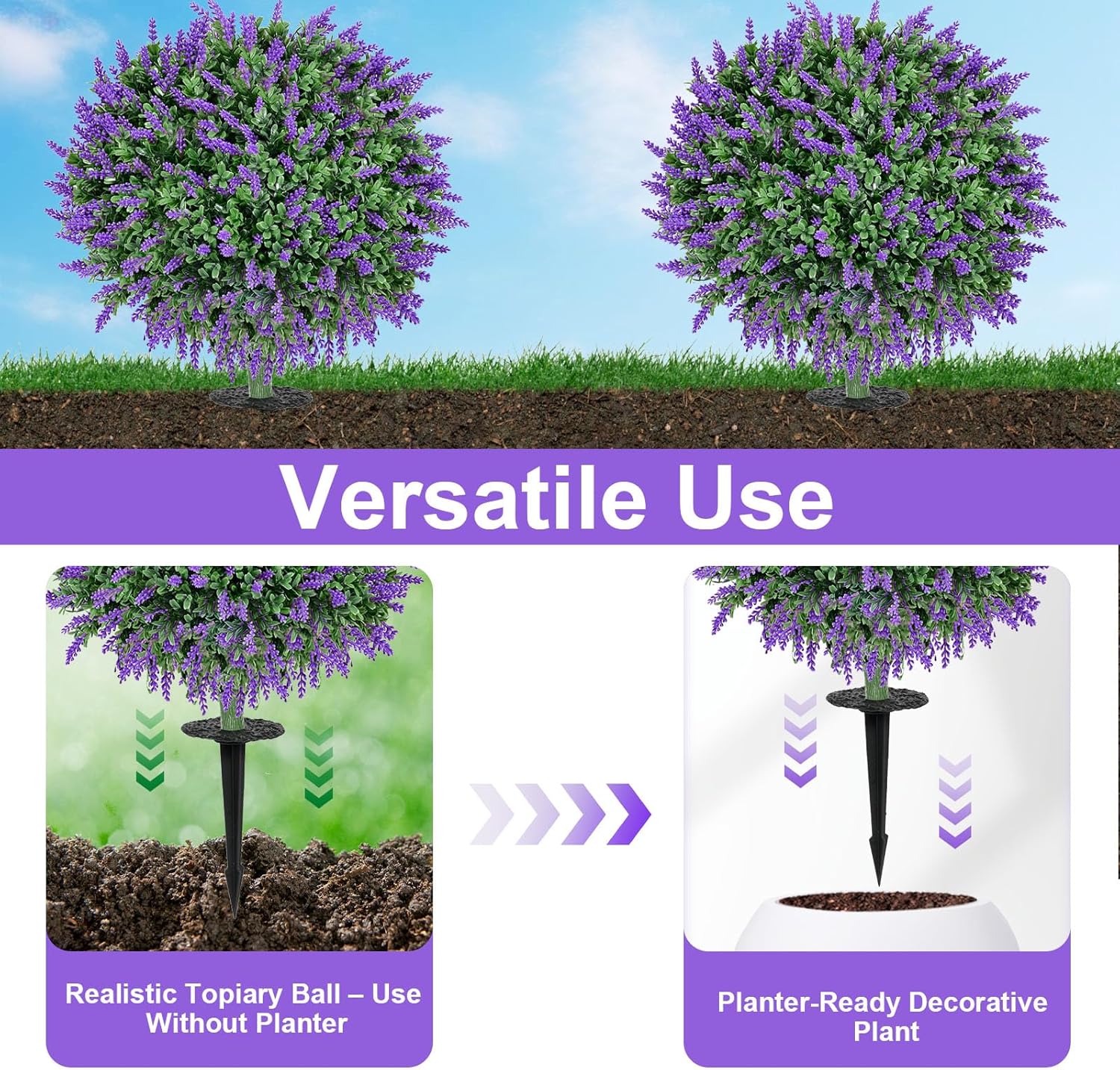 Artificial Boxwood Topiary Balls with Lavender Set of 2
