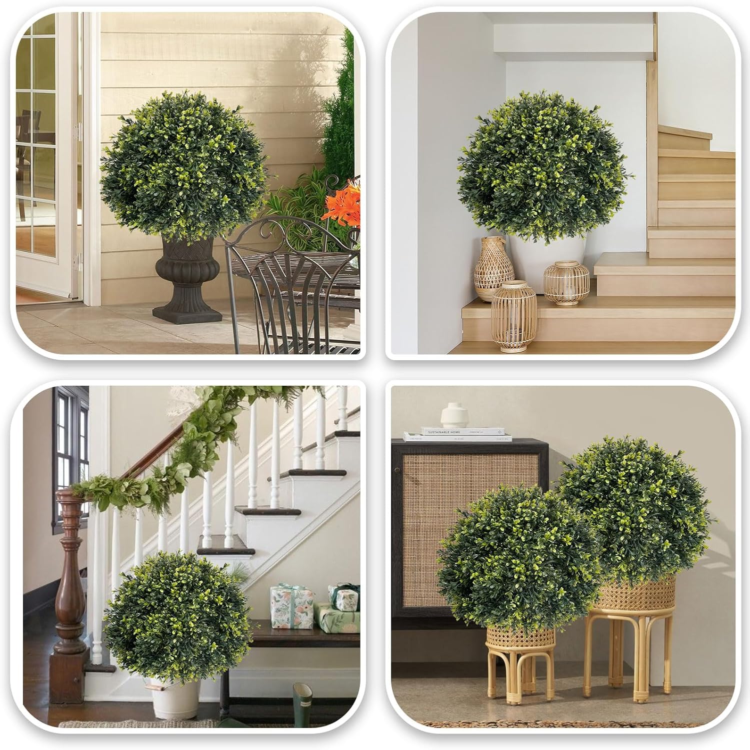 ICX 2 Pack 24 Inch Artificial Boxwood Topiary Balls