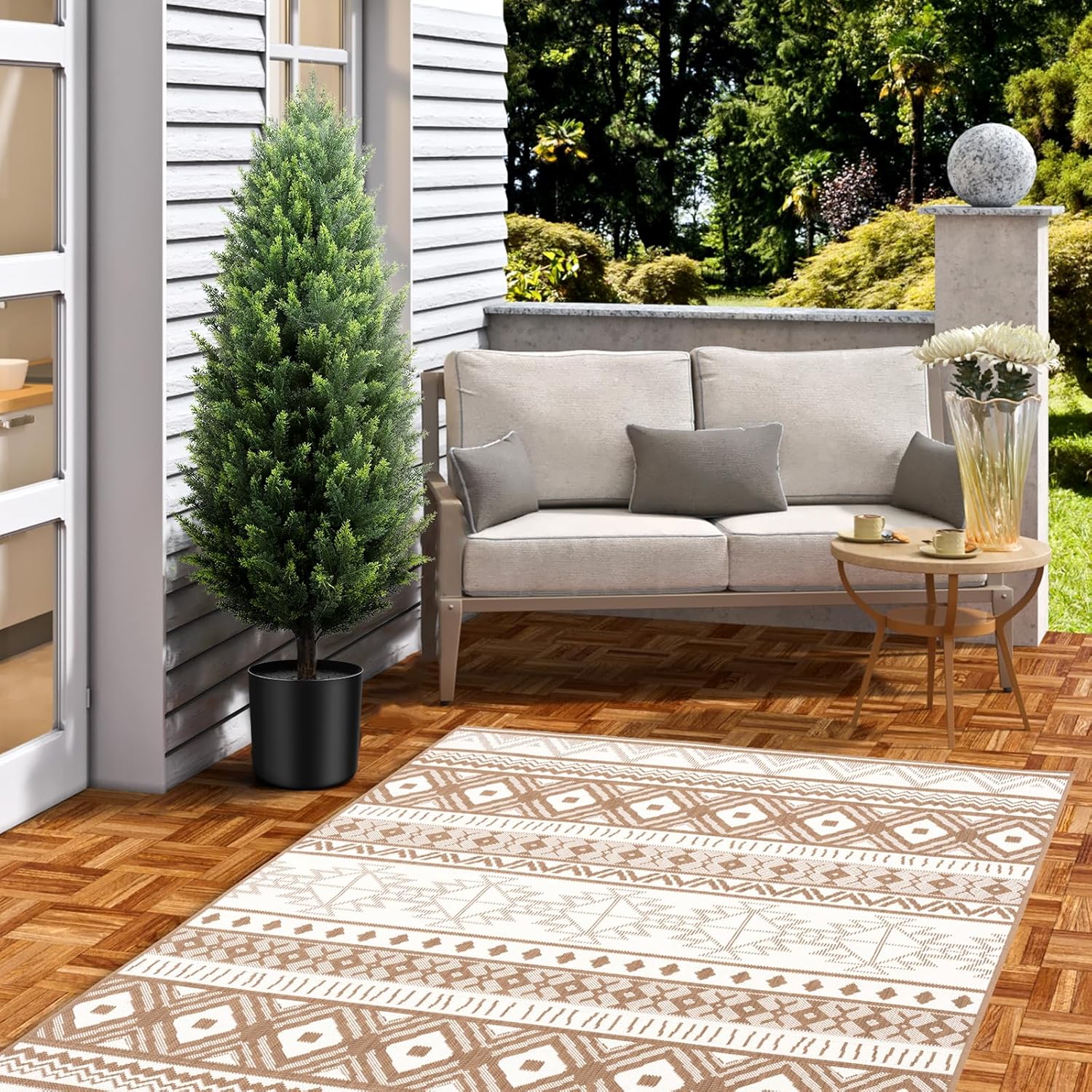 4FT Artificial Cedar Topiary Trees 2 Pack