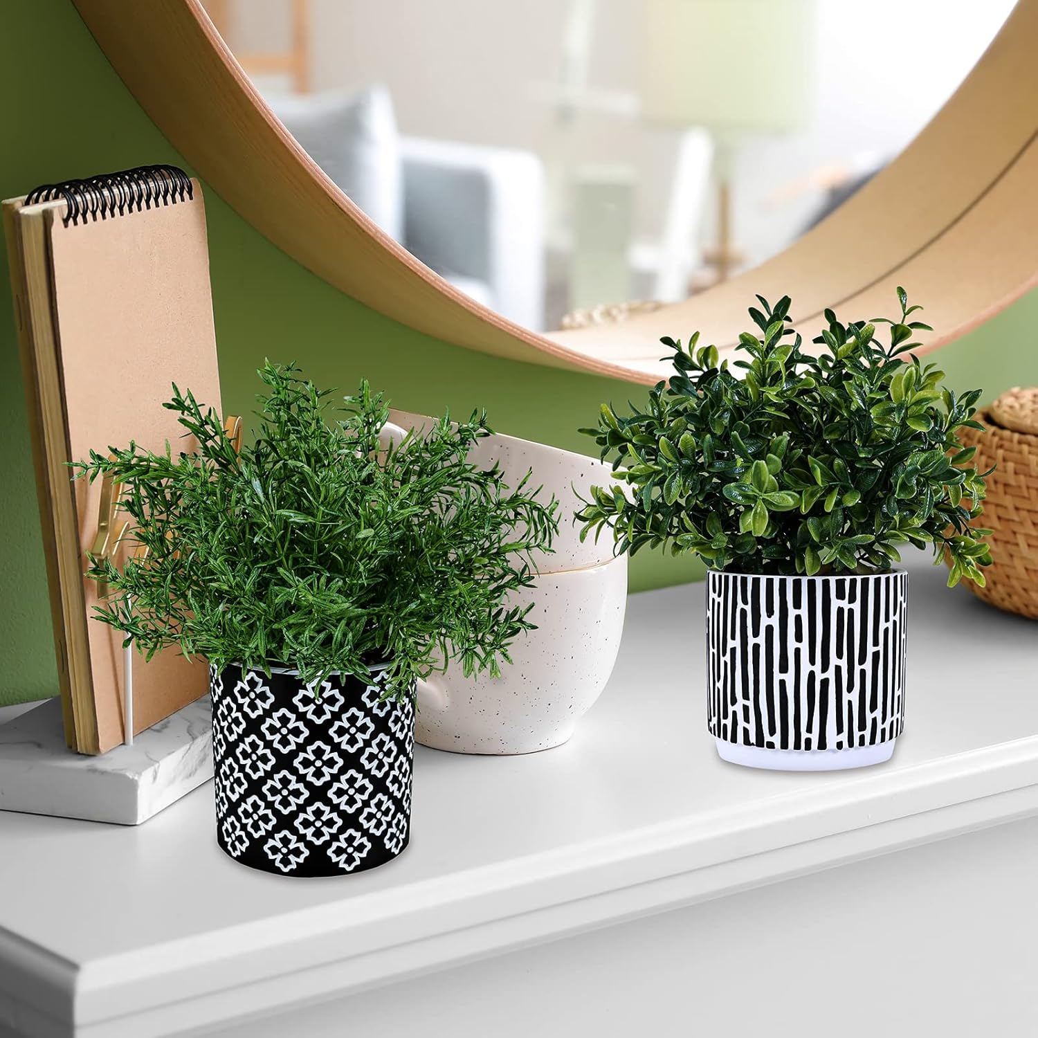Winlyn 3-Pack Artificial Plants in Concrete Pots