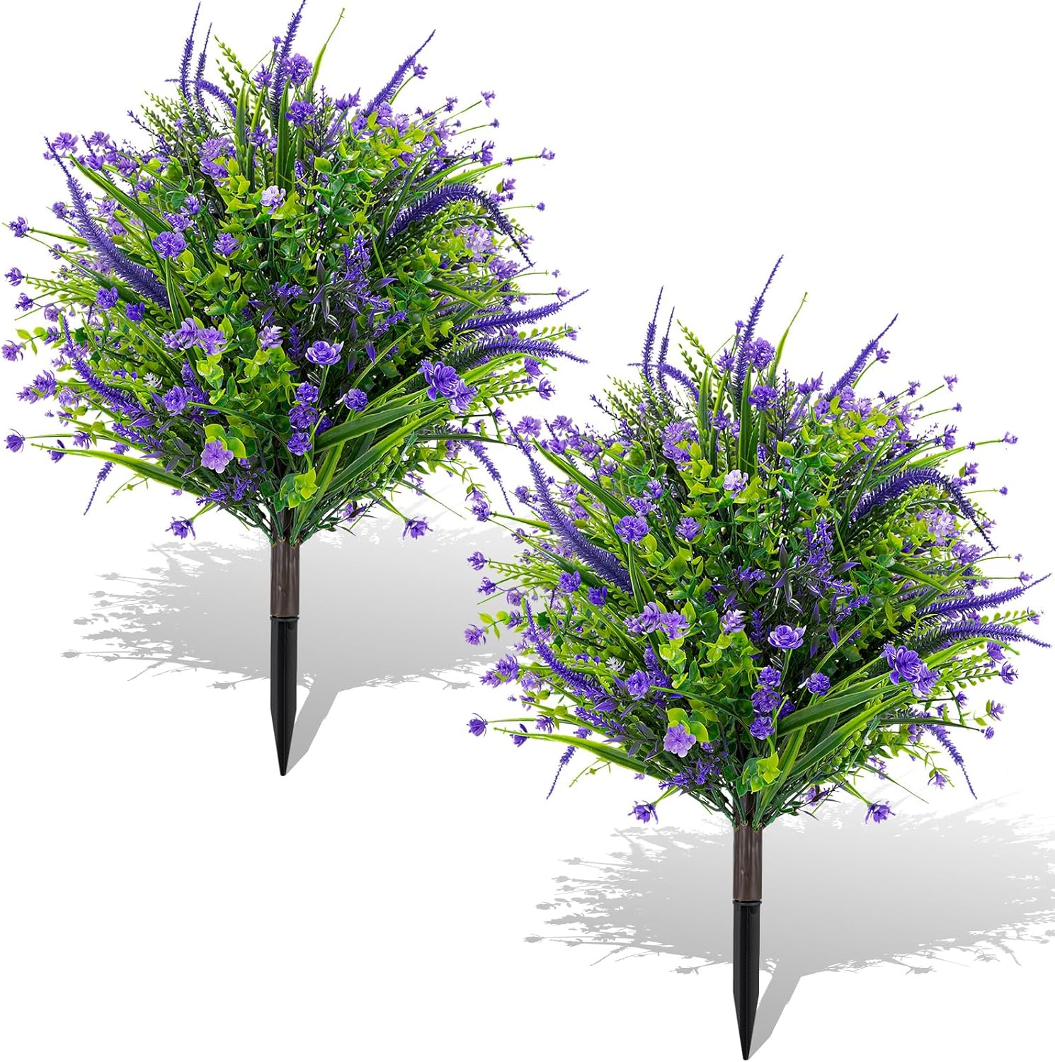 ENVEN Artificial Topiary Ball Trees with Ground Spikes Purple Flowers