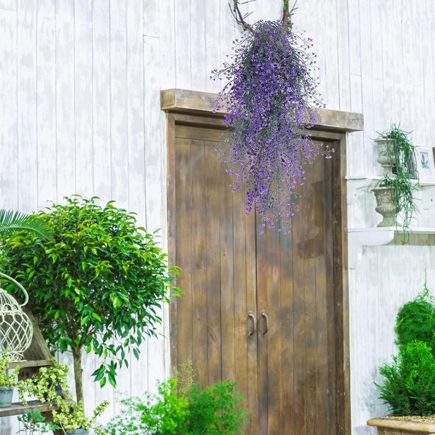 RECUTMS Artificial Hanging Vine Plants 4Pc Purple
