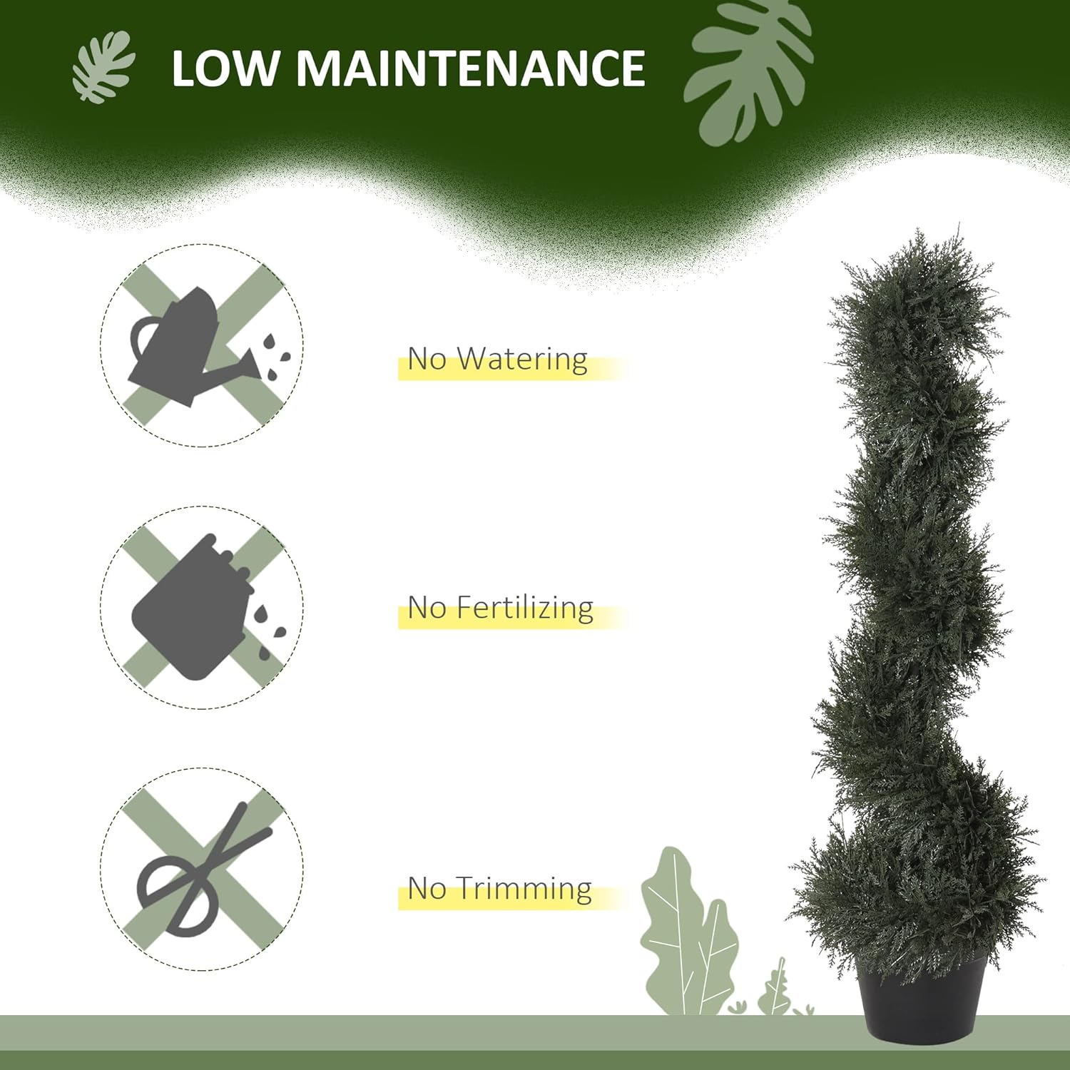 Outsunny 3FT Artificial Cedar Tree Spiral Topiary Faux Plant