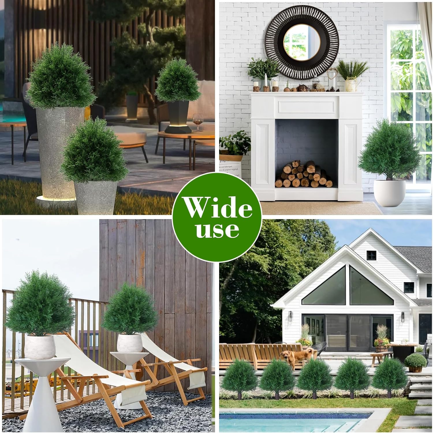 Howngyesimu Artificial Cedar Topiary Ball Trees 20 Inch UV Resistant