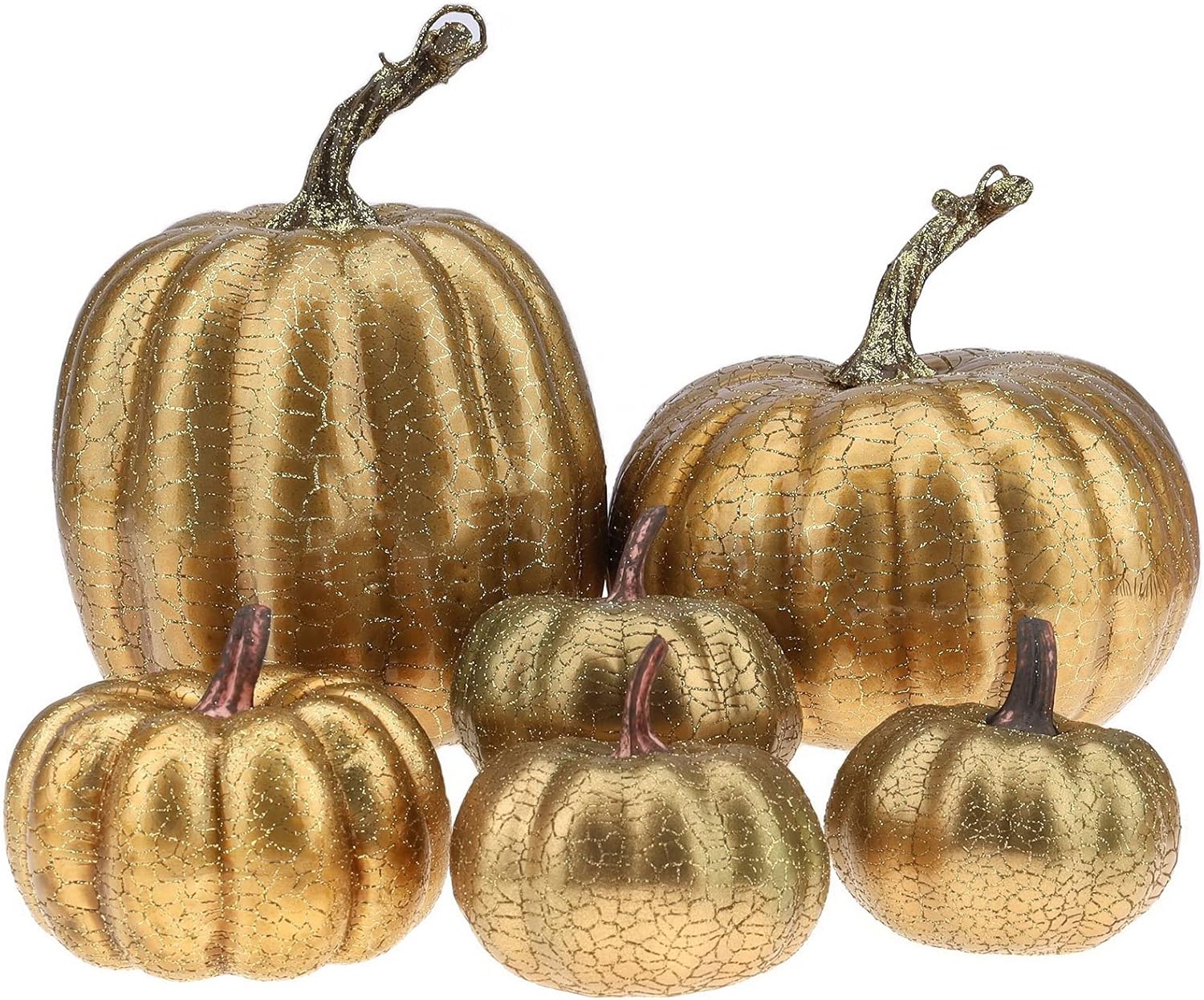 6 Pcs Gold Artificial Pumpkin Halloween Decor