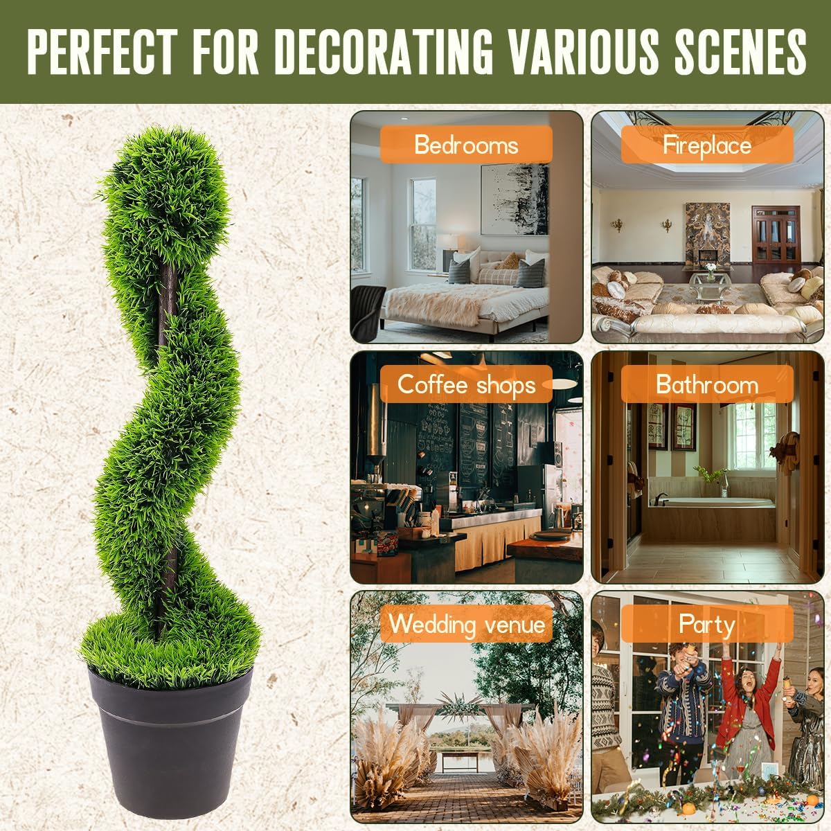 2pcs Artificial Spiral Topiary Cedar Trees for Home and Yard