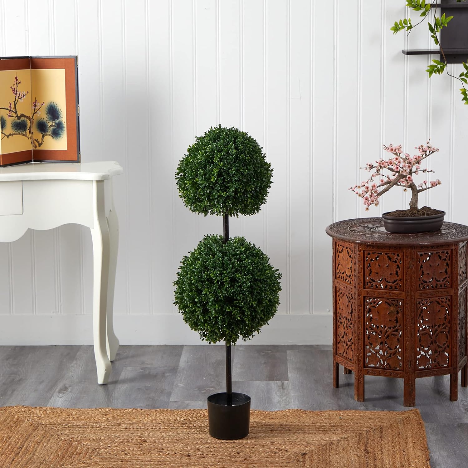 Nearly Natural 35ft Boxwood Double Ball Artificial Topiary Tree