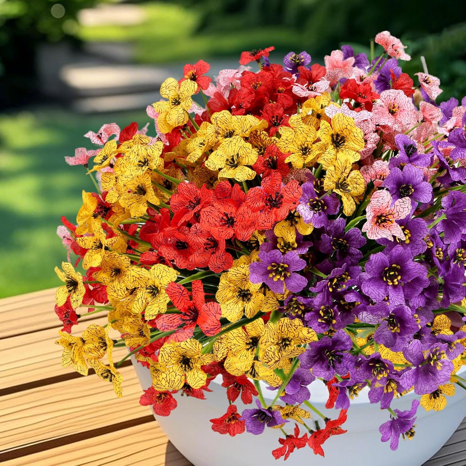 Geegoods Artificial Flowers 32 Bundles UV Resistant Outdoor Decor