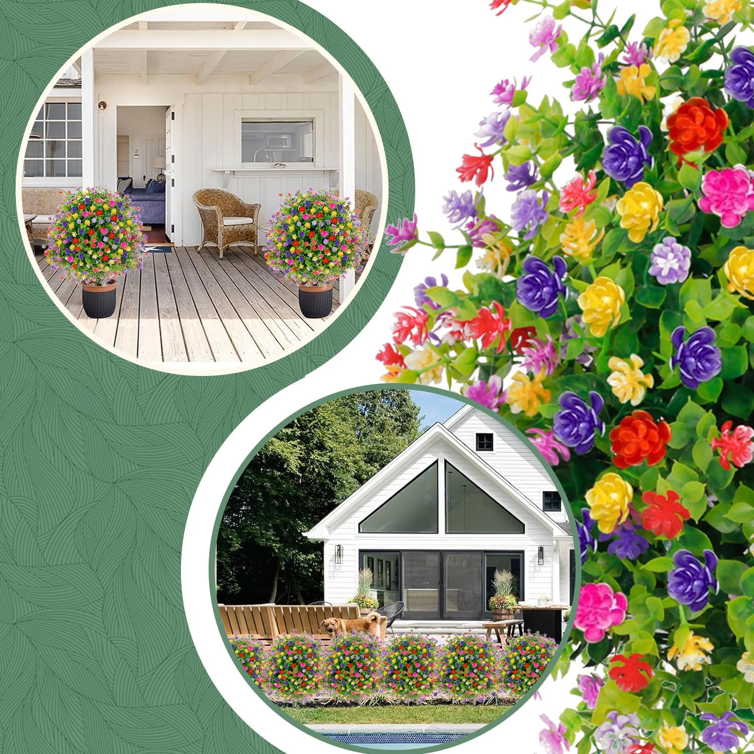 2 Pack Artificial Topiary Ball Trees with Ground Spike