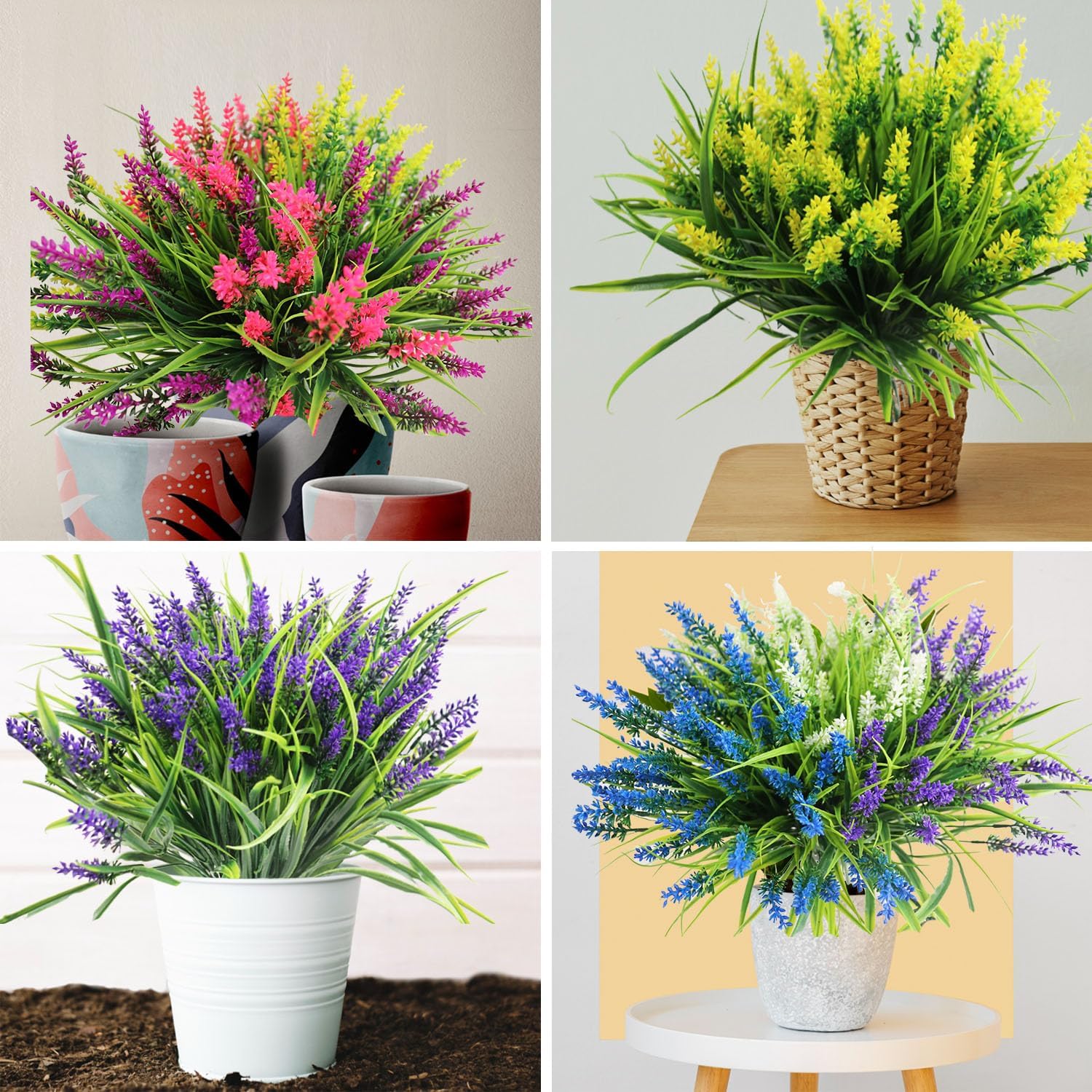 24 Bundles Artificial Flowers for Outdoor Garden Decor