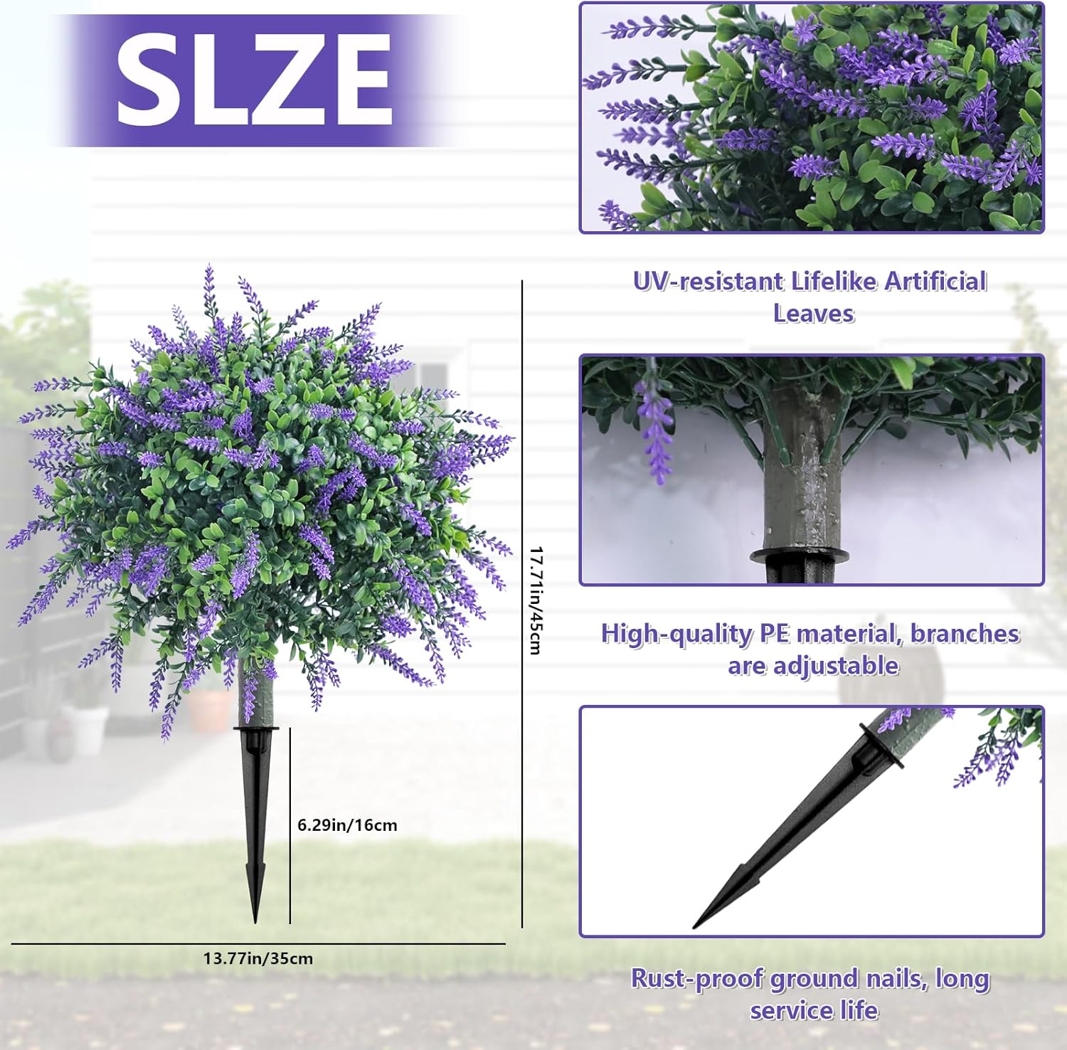 UNADRA Artificial Boxwood Topiary Trees with Lavender Set of 2