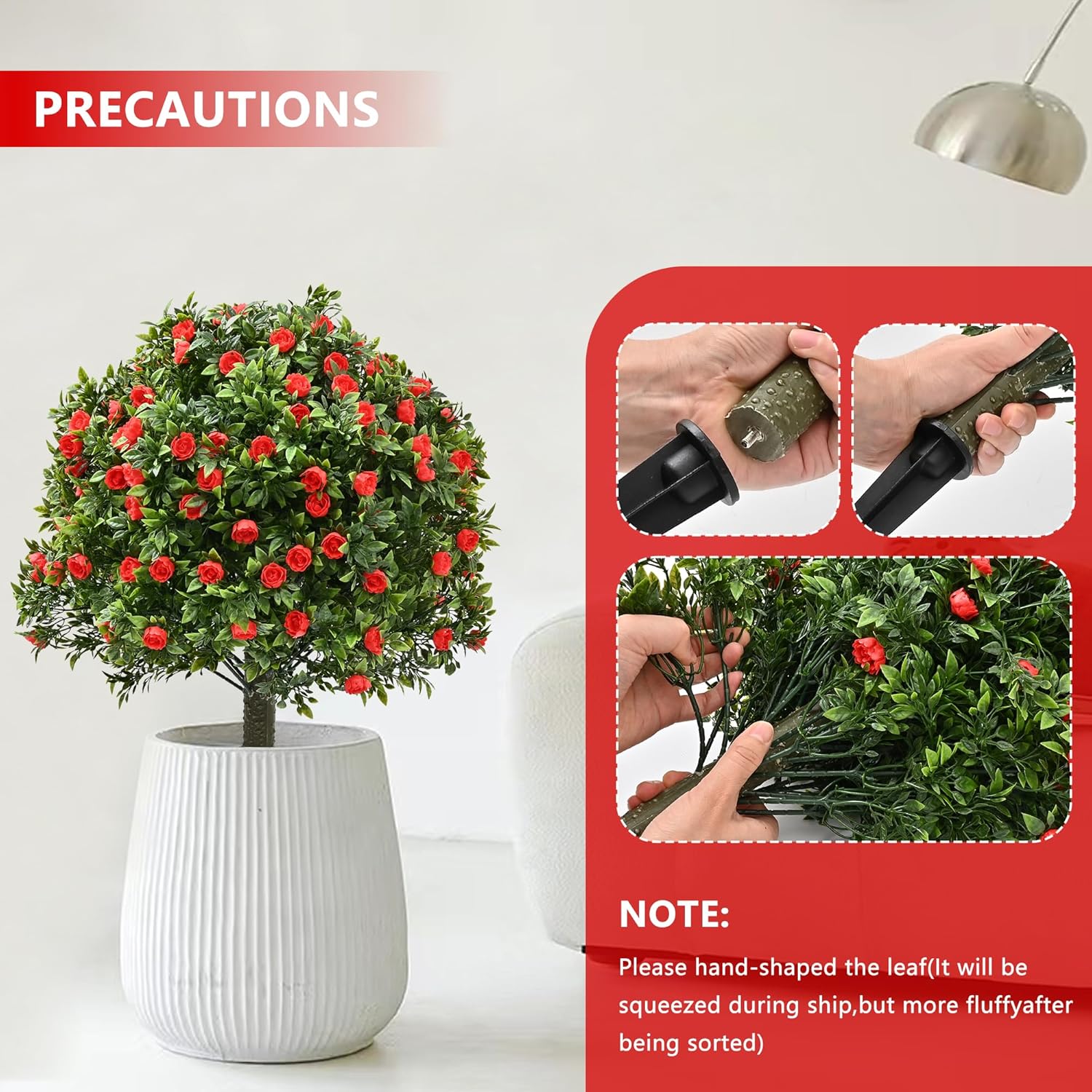 28 Artificial Boxwood Topiary Tree with Rose Set of 2