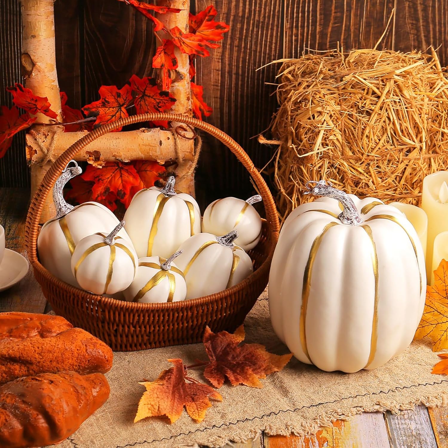 Belupai 7 Pcs Artificial Pumpkins Decor
