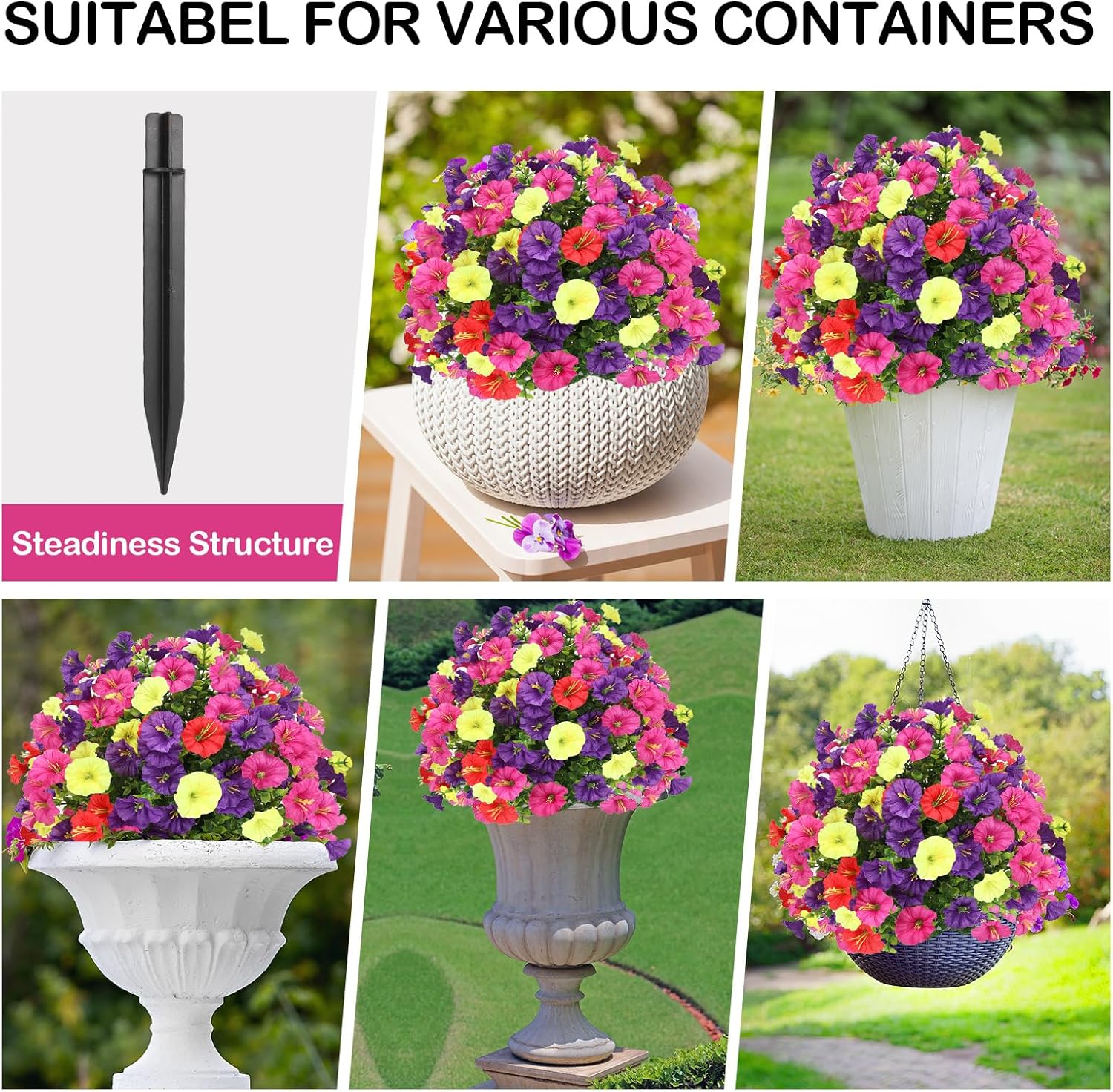 Artificial Eucalyptus Topiary Ball with Flowers 24 Inch UV Resistant Faux Plant