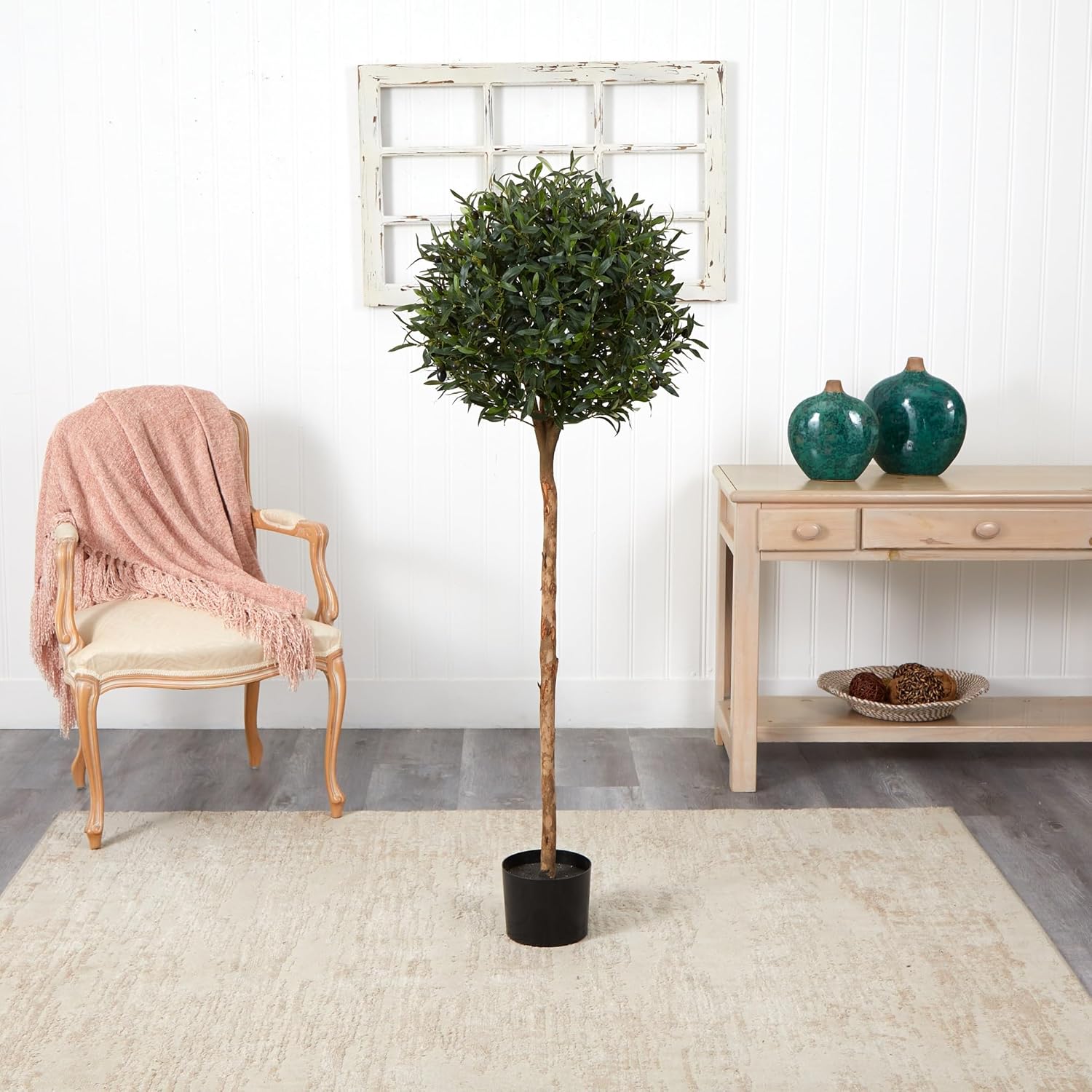 Nearly Natural 5 Foot Olive Topiary Artificial Tree