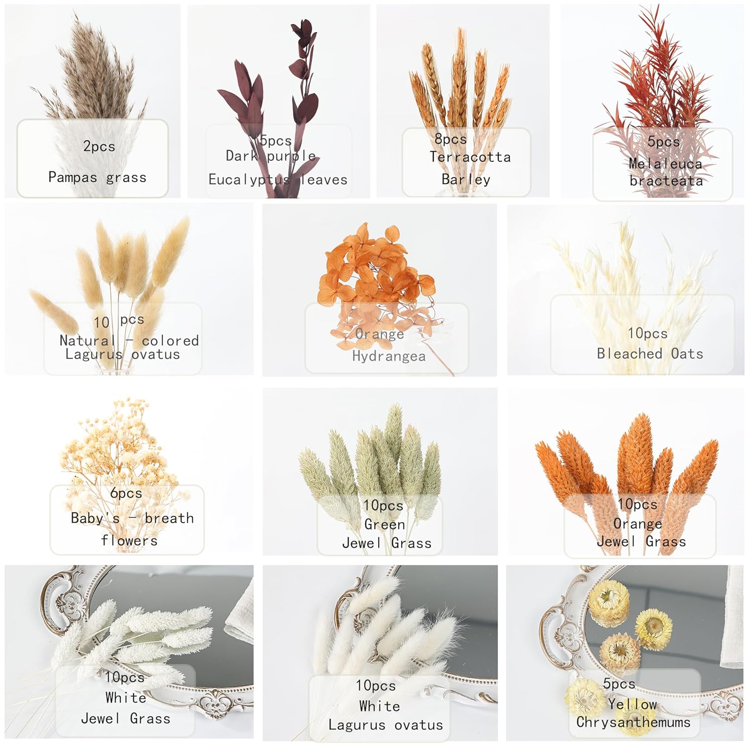 DIY Dried Flower Set with Twine Orange