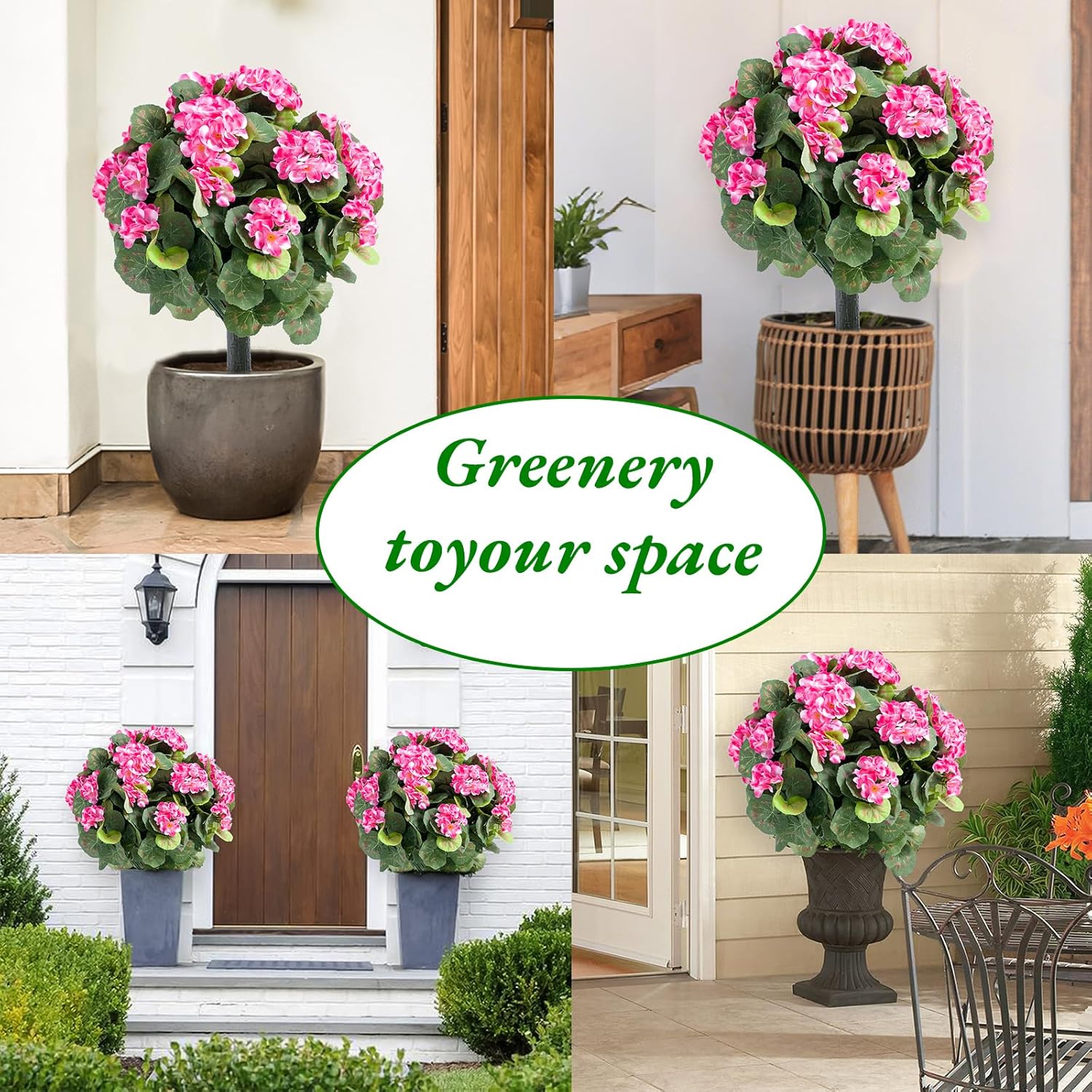 GarveeHome 216 inch Artificial Topiary Ball Set of 2 with Metal Spikes Pink