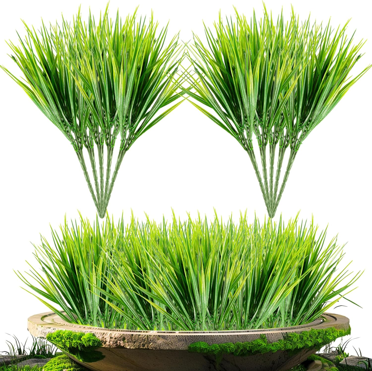 10 Pack Artificial Grass Plants for Outdoor Decor